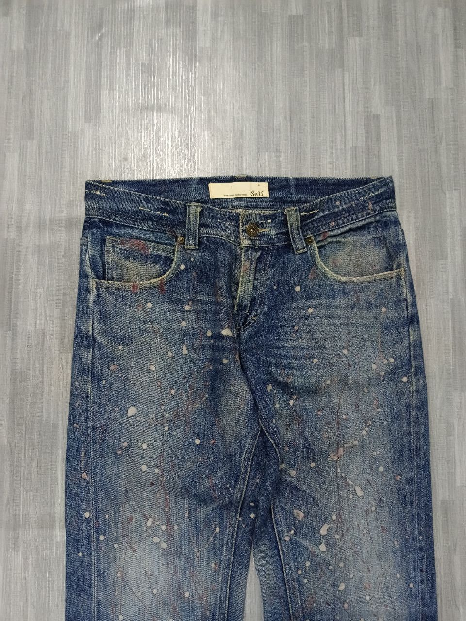 Japanese Brand SICK SPLATTED SELF DENIM PANTS Size US 30 / EU 46 - 4 Thumbnail
