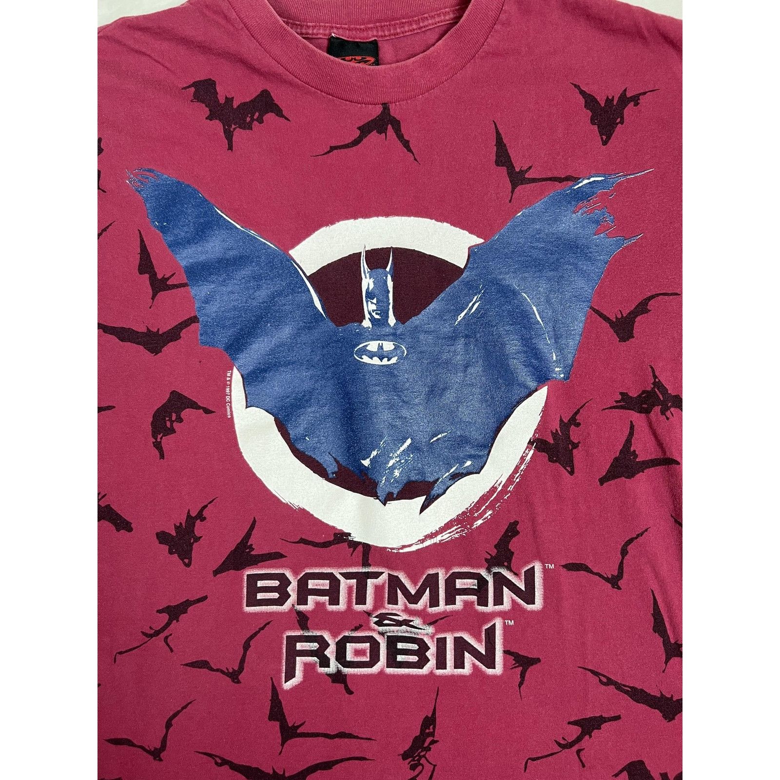 DC Comics Vintage Batman & Robin Shirt Mens Large Red All Over Print D Size US L / EU 52-54 / 3 - 4 Thumbnail