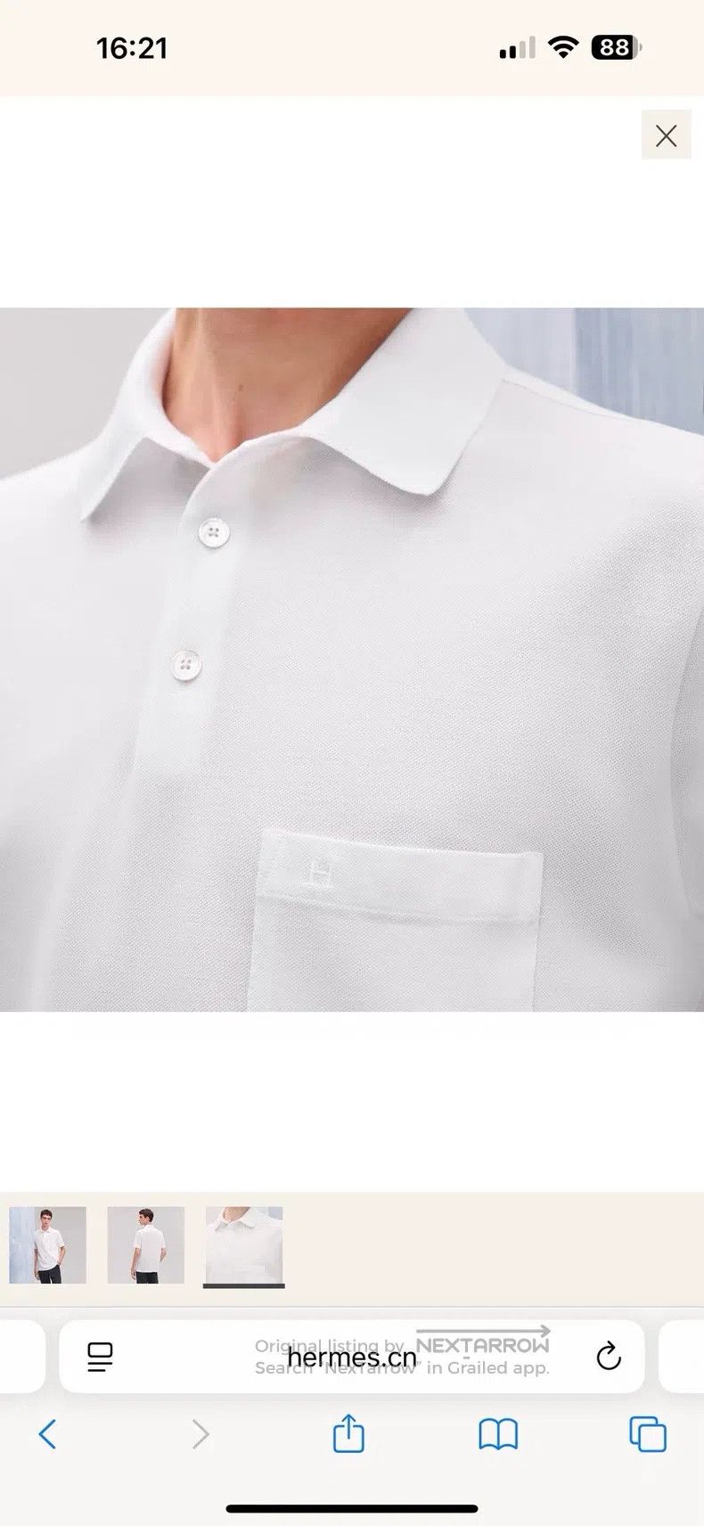 Hermes Hermes White Slim Fit Short Sleeve Polo Size US M / EU 48-50 / 2 - 5 Thumbnail