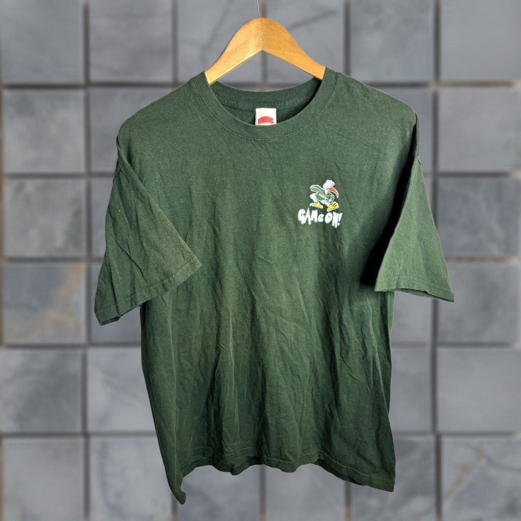 Vintage VINTAGE Miami Hurricanes Shirt Mens Large Green Angry Canes Game On BMOC 90s Tee Size US L / EU 52-54 / 3 - 1 Thumbnail