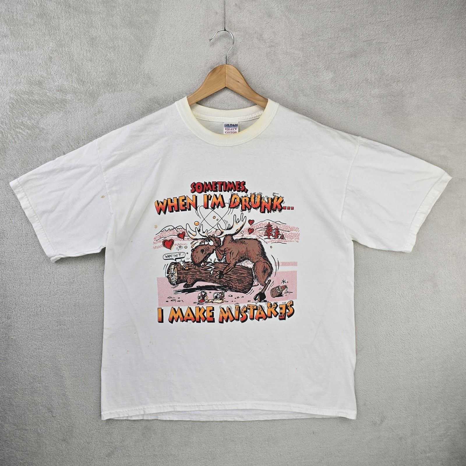 Gildan Vintage Moose Joke Shirt XL When I'm Drunk I Make Mistakes Size US XL / EU 56 / 4 - 2 Thumbnail