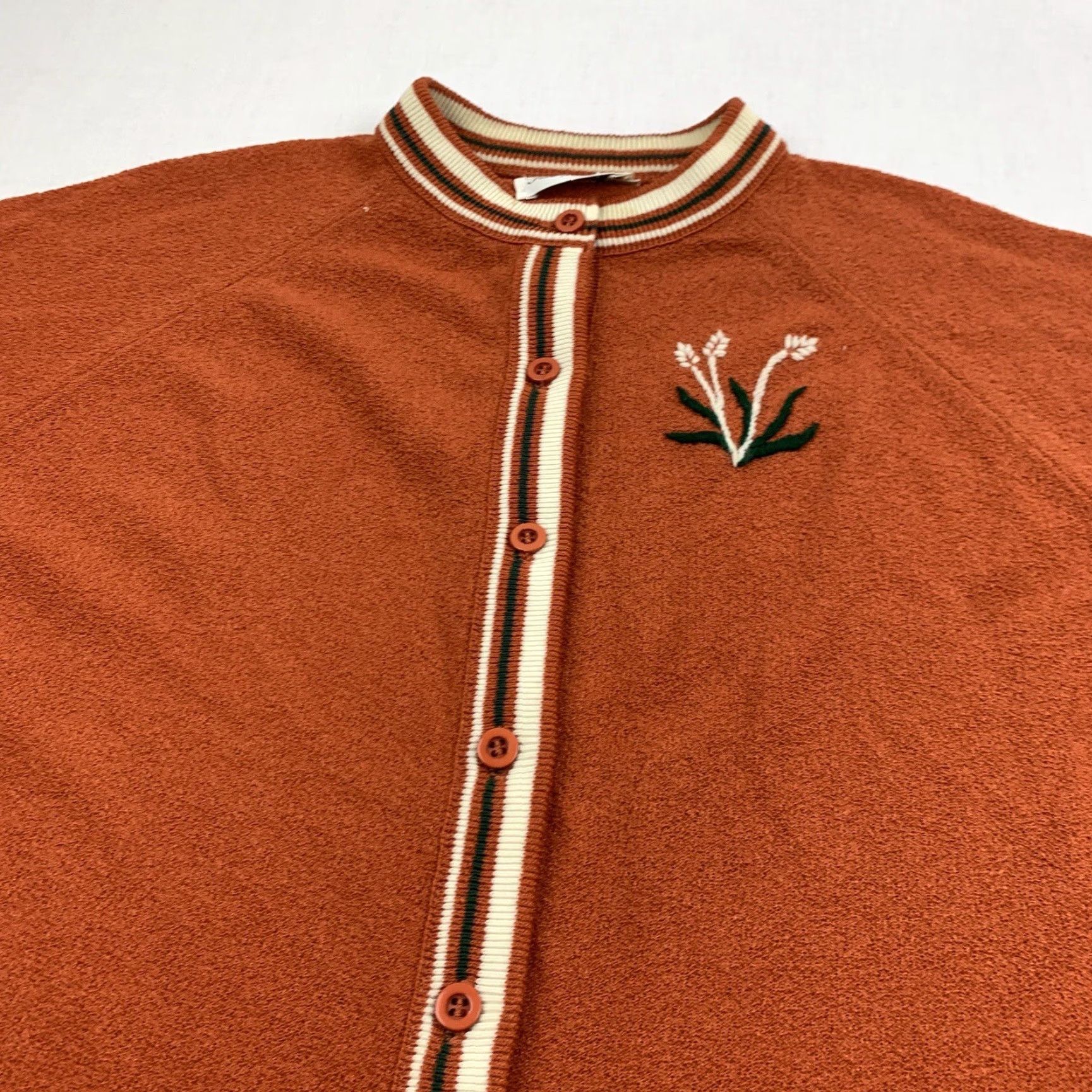 Vintage VINTAGE Full Fashioned Sweater Womens M Orange Button Up 60s Cardigan Long Sleeve Embroidered Size M / US 6-8 / IT 42-44 - 2 Thumbnail