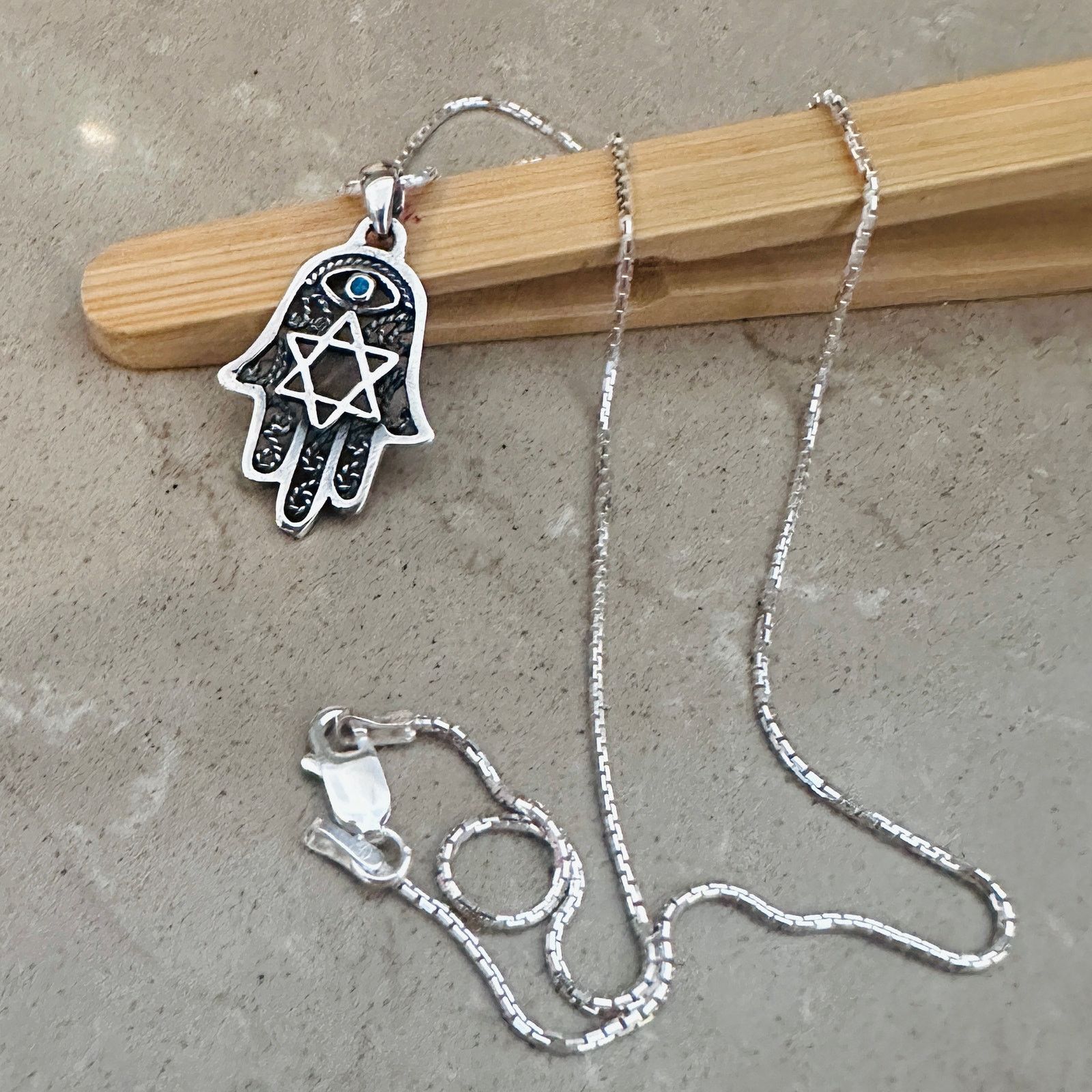 The Unbranded Brand Hamsa ,Star of David , Evil Eye & Turquoise Necklace Size ONE SIZE - 1 Thumbnail