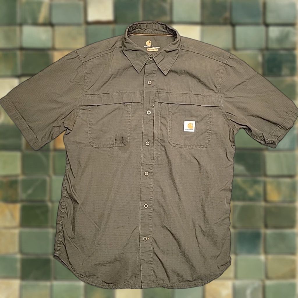 Carhartt Carhartt Shirt Men Large Green Ripstop Button Short Sleeve Work Wear READ Size US L / EU 52-54 / 3 - 1 Thumbnail