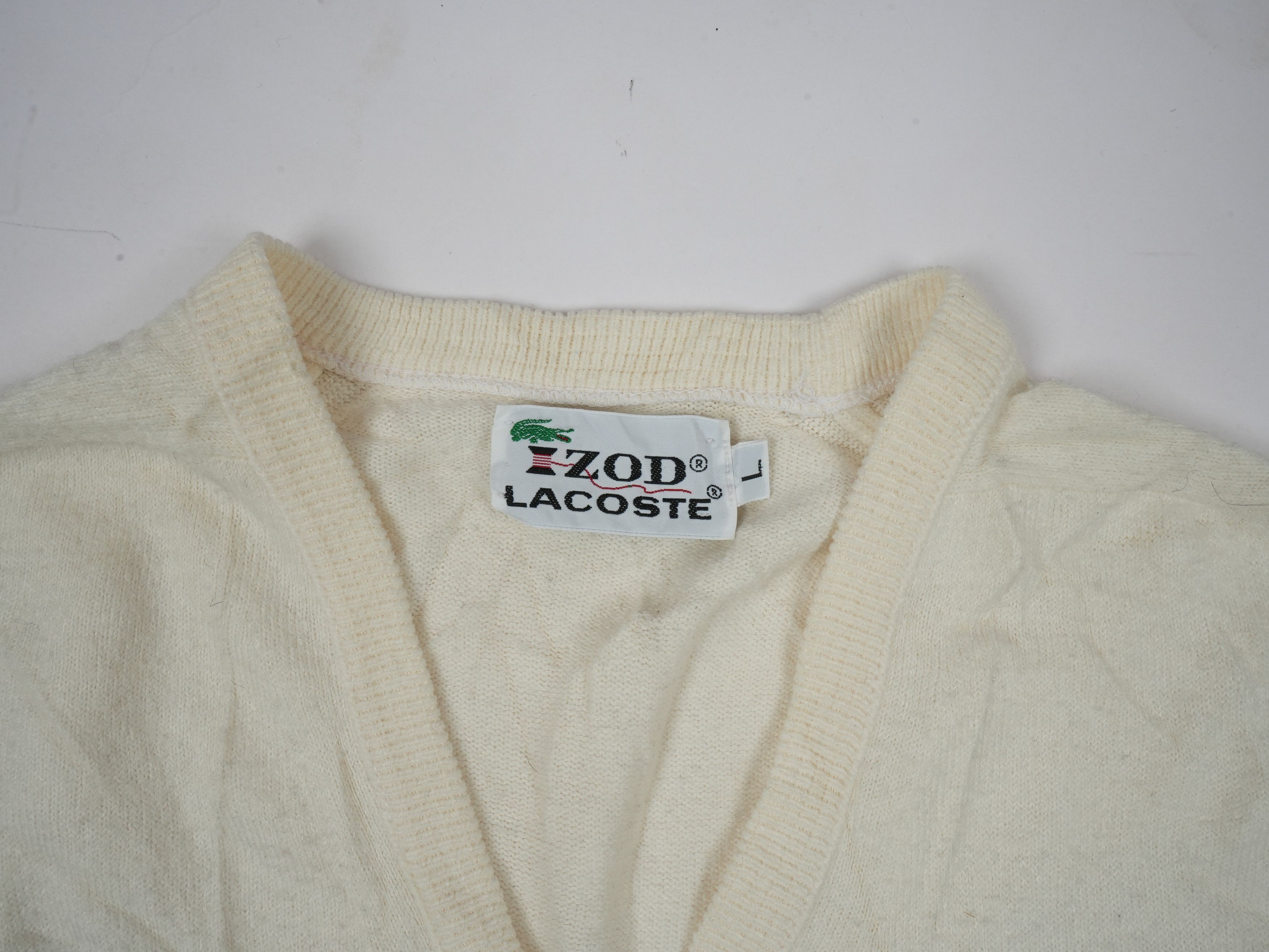 Lacoste Vintage Izod Lacoste V Neck Sweater Jumper Size US L / EU 52-54 / 3 - 4 Thumbnail
