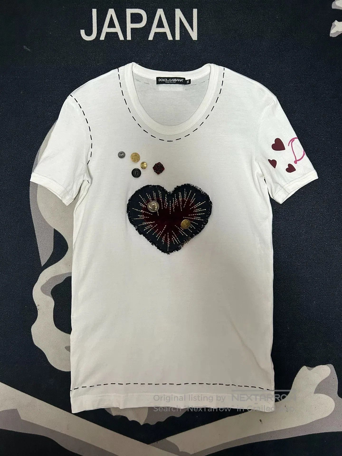 Dolce & Gabbana Dolce & Gabbana Heart Embroidery T-shirt. Size XS / US 0-2 / IT 36-38 - 1 Thumbnail