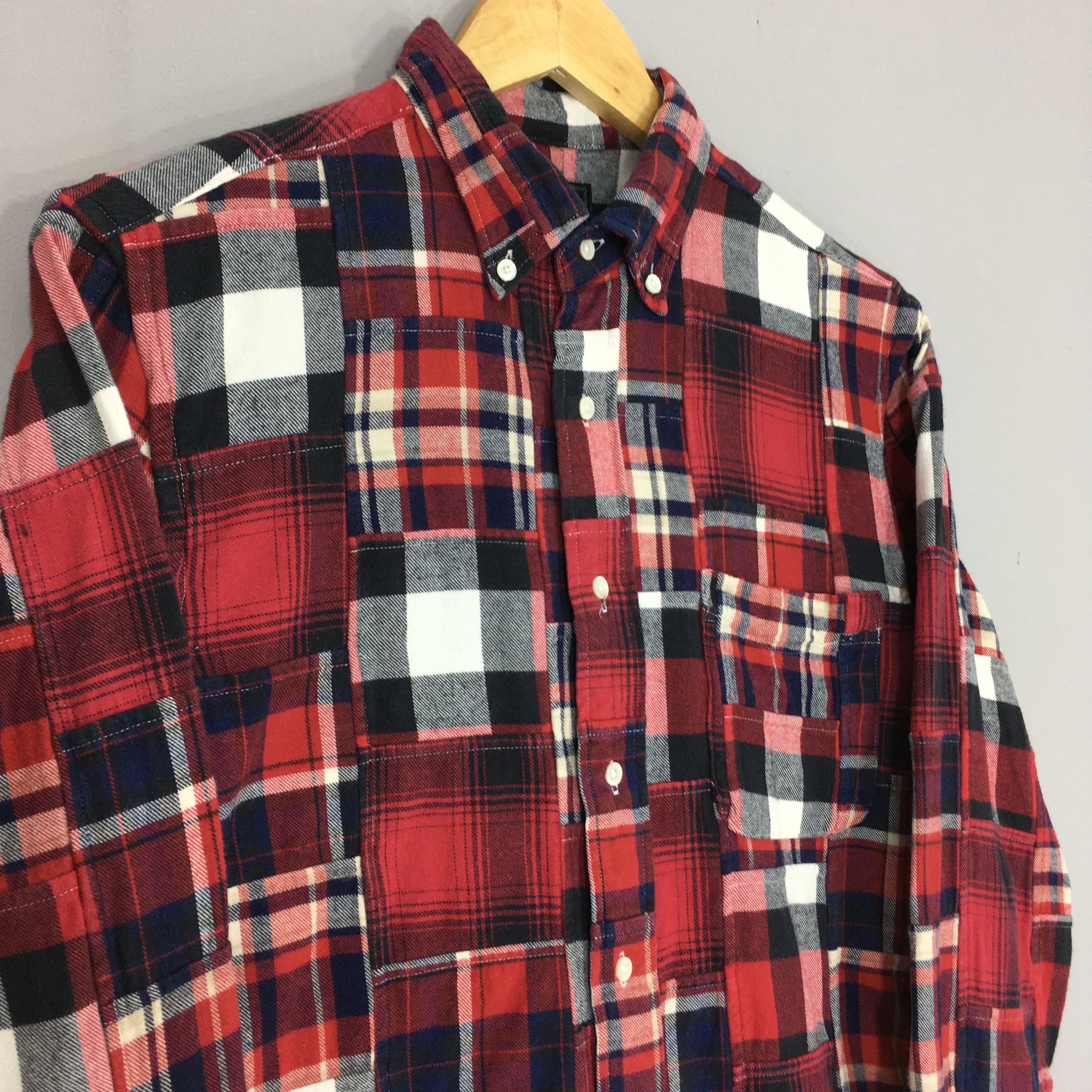 Beams Plus × Flannel × Japanese Brand Vintage Beams Japan Patchwork Checkered Flannel Shirt Small Size US S / EU 44-46 / 1 - 3 Thumbnail