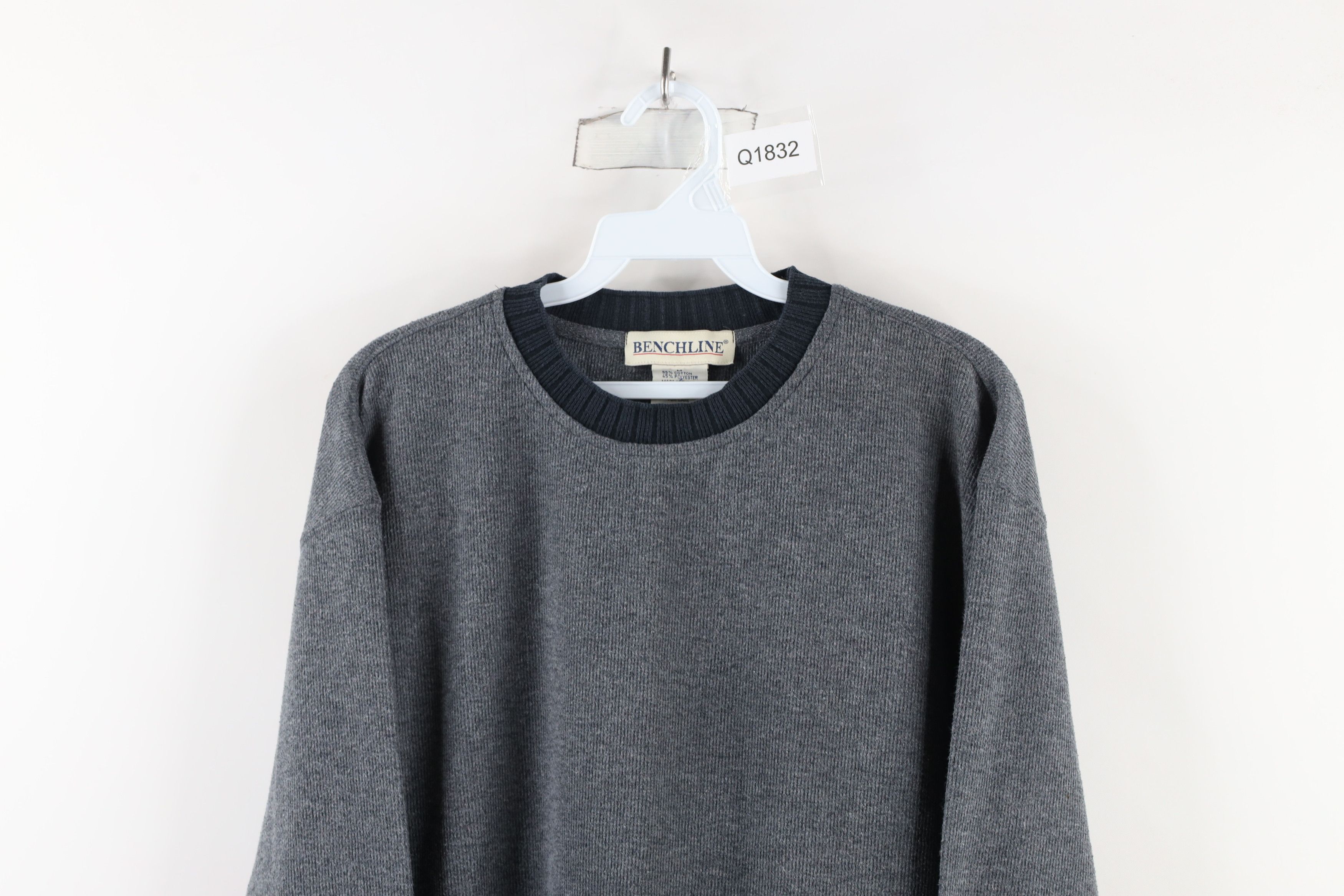 Vintage Vintage 90s Streetwear Ribbed Knit Ringer Sweater Gray Size US M / EU 48-50 / 2 - 2 Thumbnail