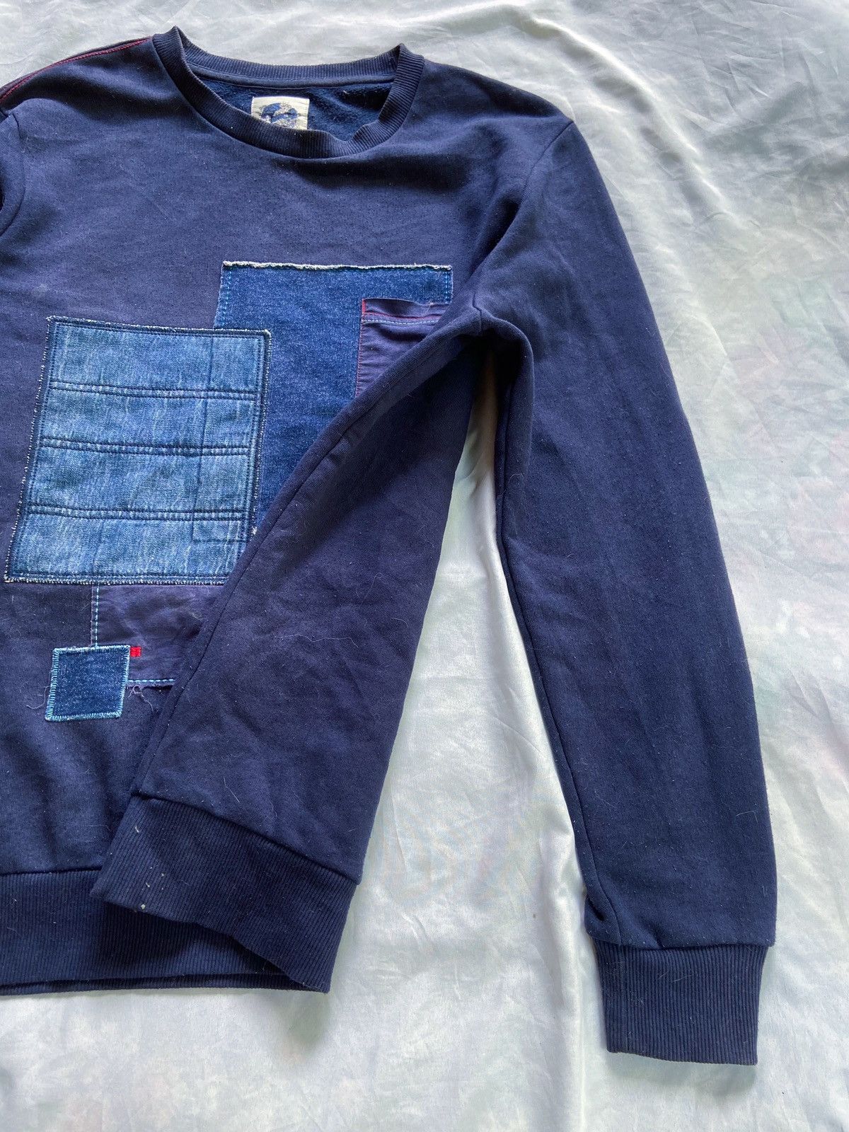 Japanese Brand SELECTED INDIGO PATCHWORK SWEATSHIRT Size US L / EU 52-54 / 3 - 6 Thumbnail