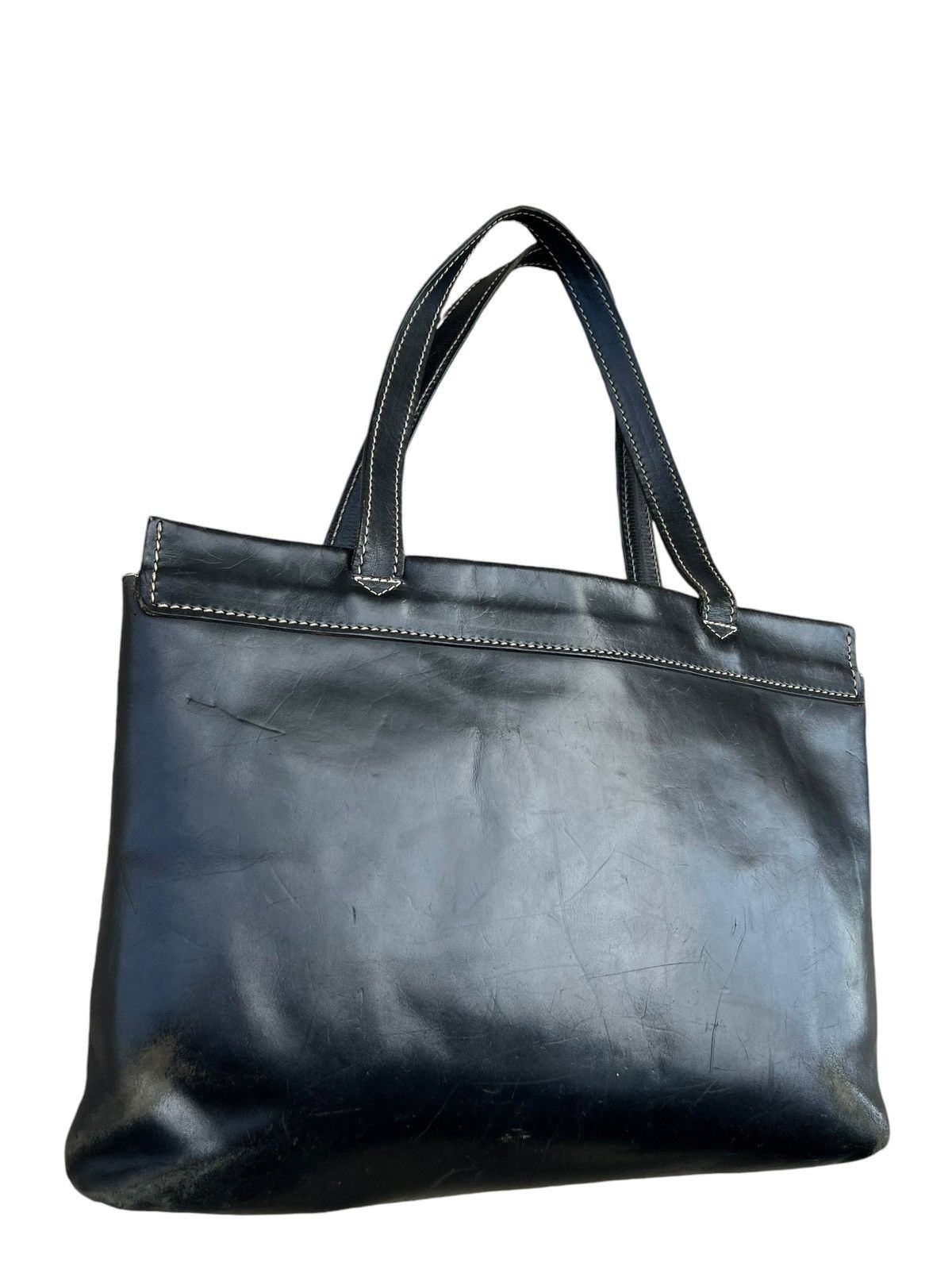 Leather CI-VA Distress Scratches Patina Leather Tote Bag Size ONE SIZE - 12 Thumbnail