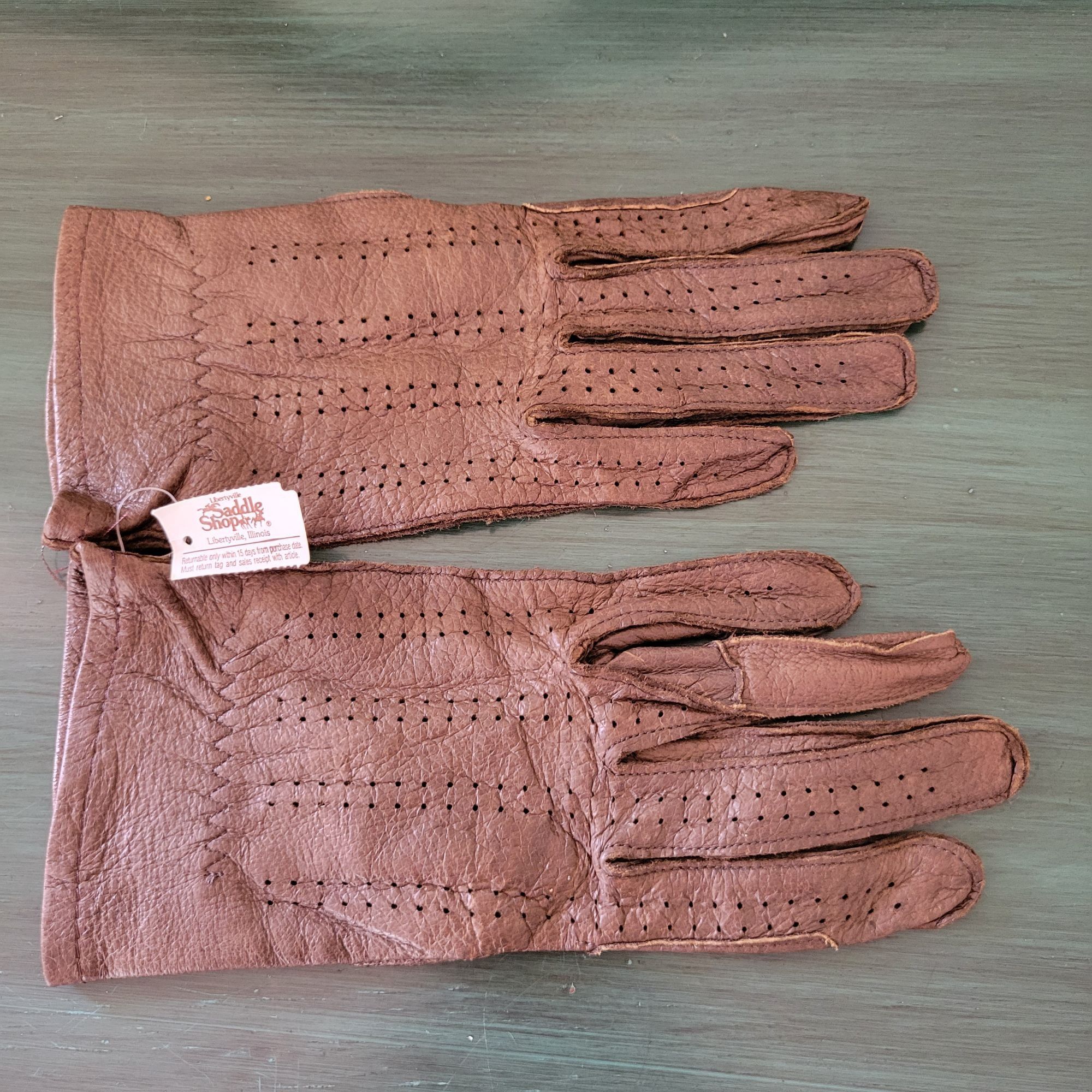 Vintage Edwards Marks Genuine Pigskin Leather Gloves Size 6 1/2 Brow Size ONE SIZE - 1 Thumbnail