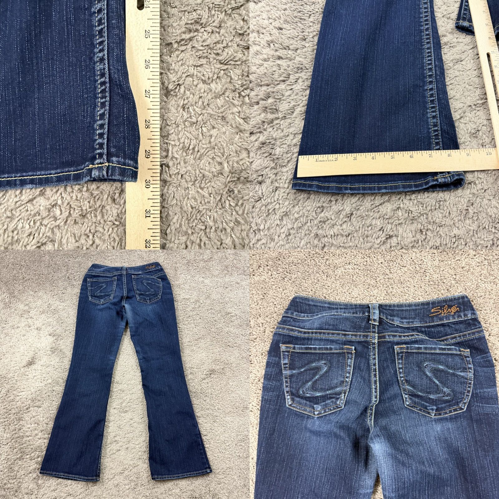 Silver Jeans Women 27 Boot Cut Low Rise Dark Wash Stretch Denim Suki 26x30