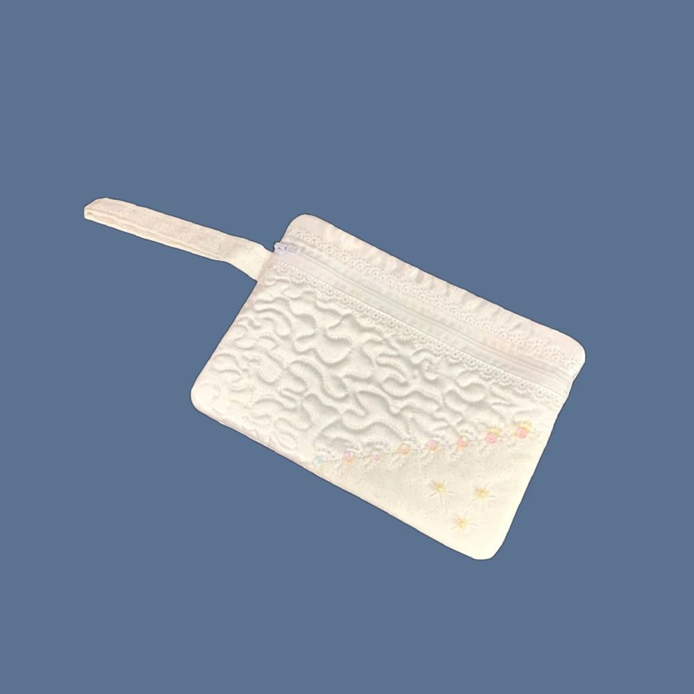 Vintage Unbranded Wallet Women White Satin Bridal Wristlet Purse 7" x 4.75" New Size ONE SIZE - 1 Thumbnail