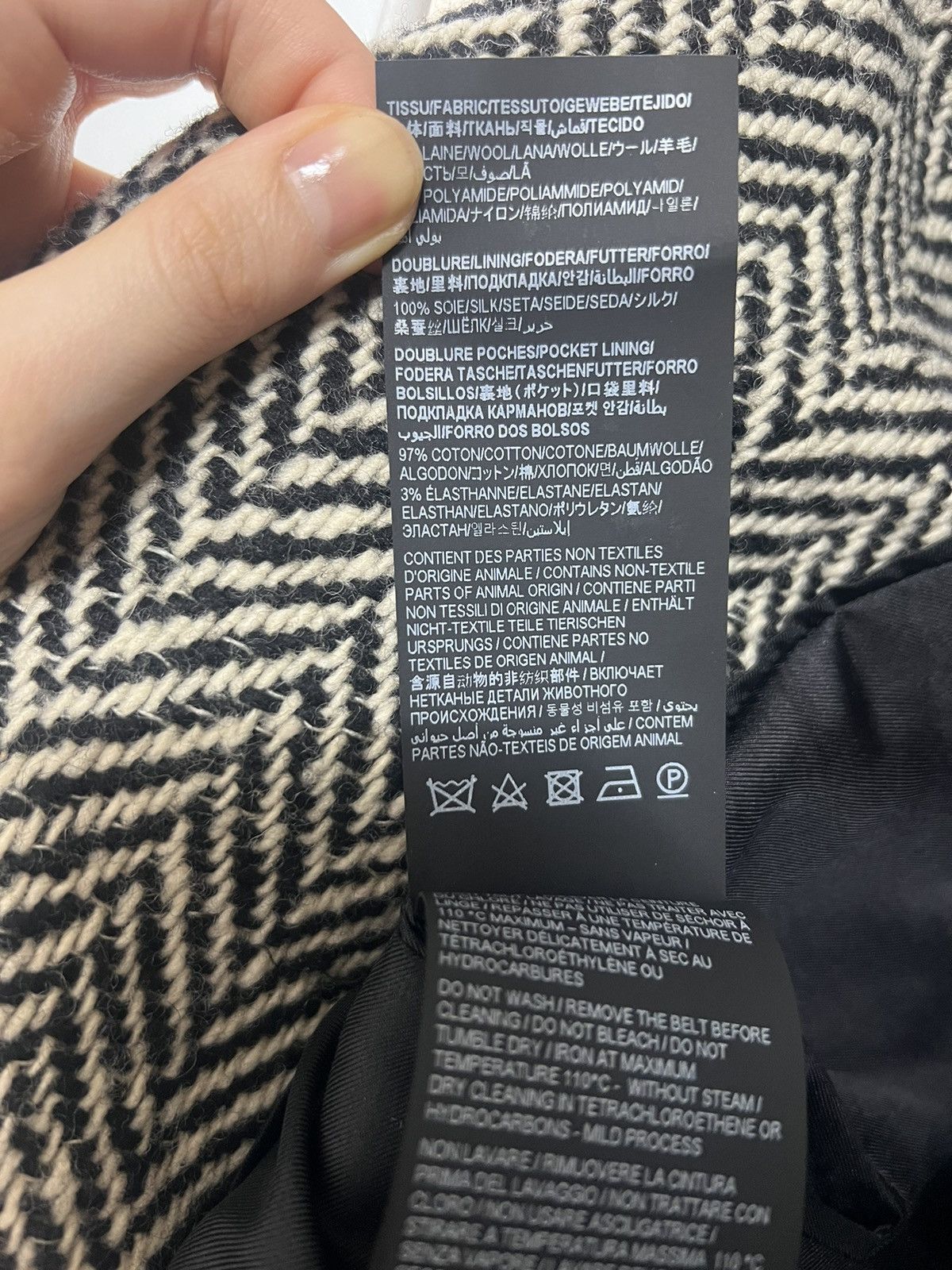 Saint Laurent Paris × Yves Saint Laurent Saint Laurent Chevron Double Breasted Coat in Black Size S / US 4 / IT 40 - 12 Thumbnail