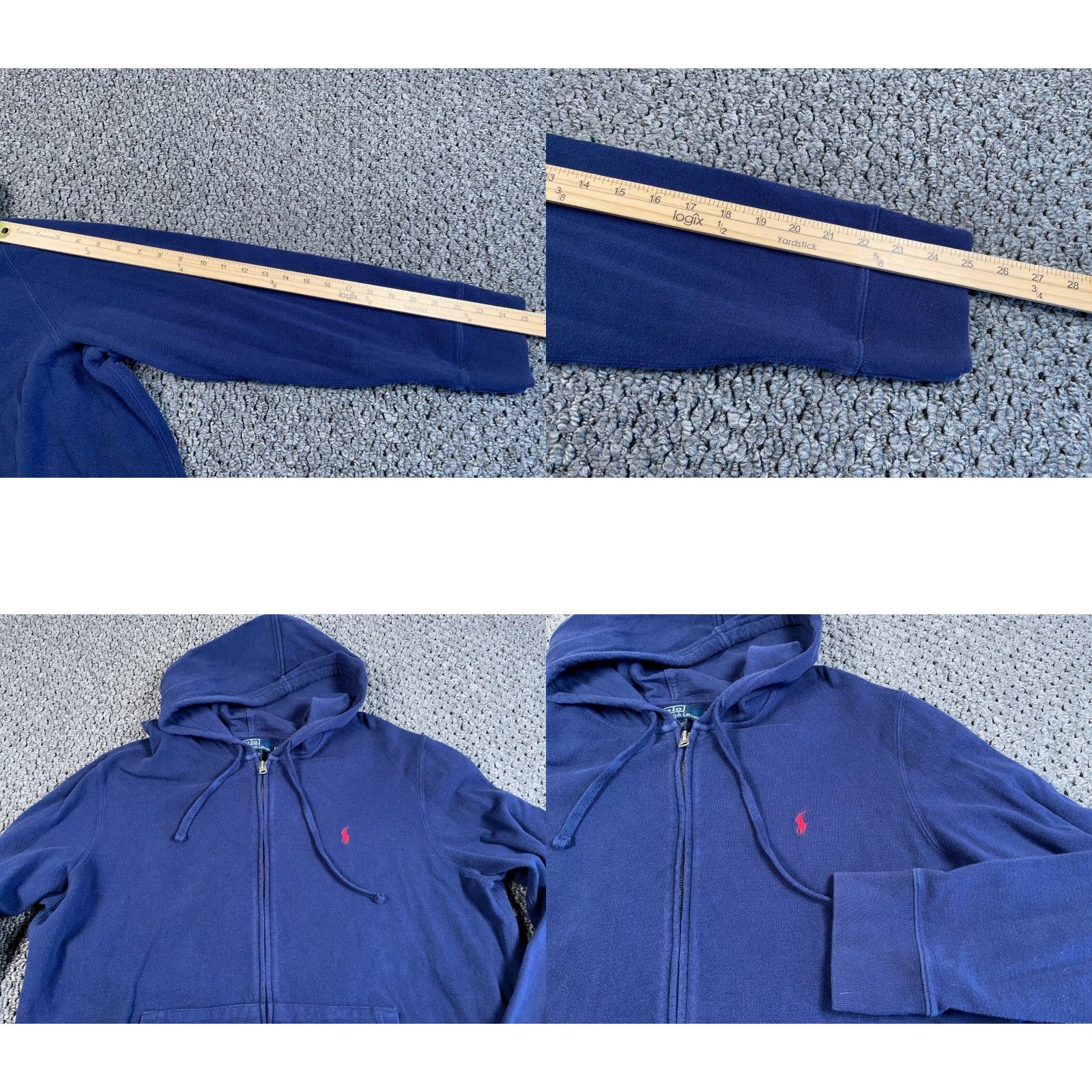 Polo Ralph Lauren Polo Ralph Lauren Hoodie Full Zip Adult XL Dark Blue Pique Cotton Embroidered Pony Heavyweight Relaxed Fit Mens 90s Retro Size US XL / EU 56 / 4 - 8 Thumbnail