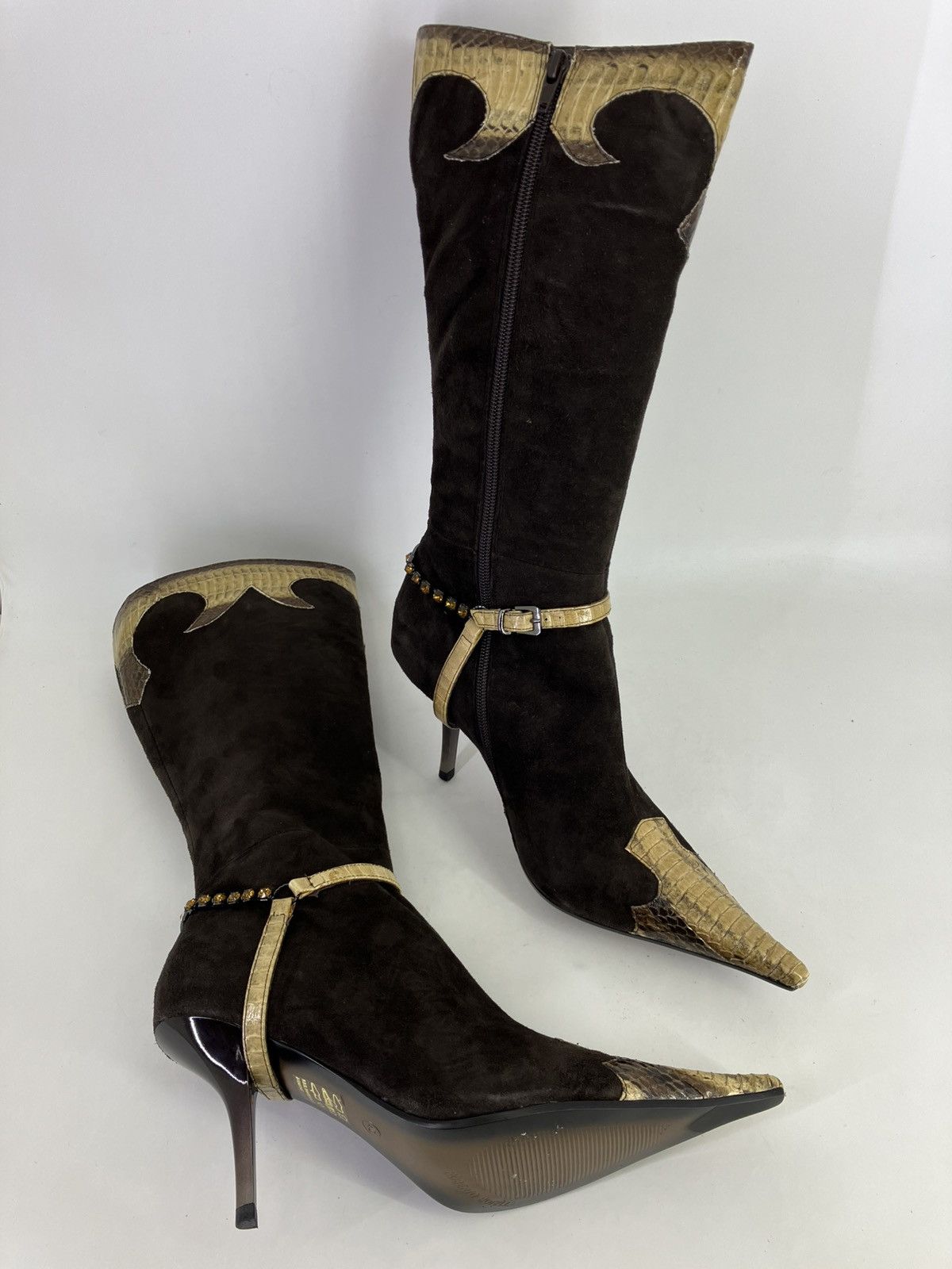 Vintage Suede leather knee high boots El Dantes snake print Y2K Size US 9 / IT 39 - 5 Thumbnail