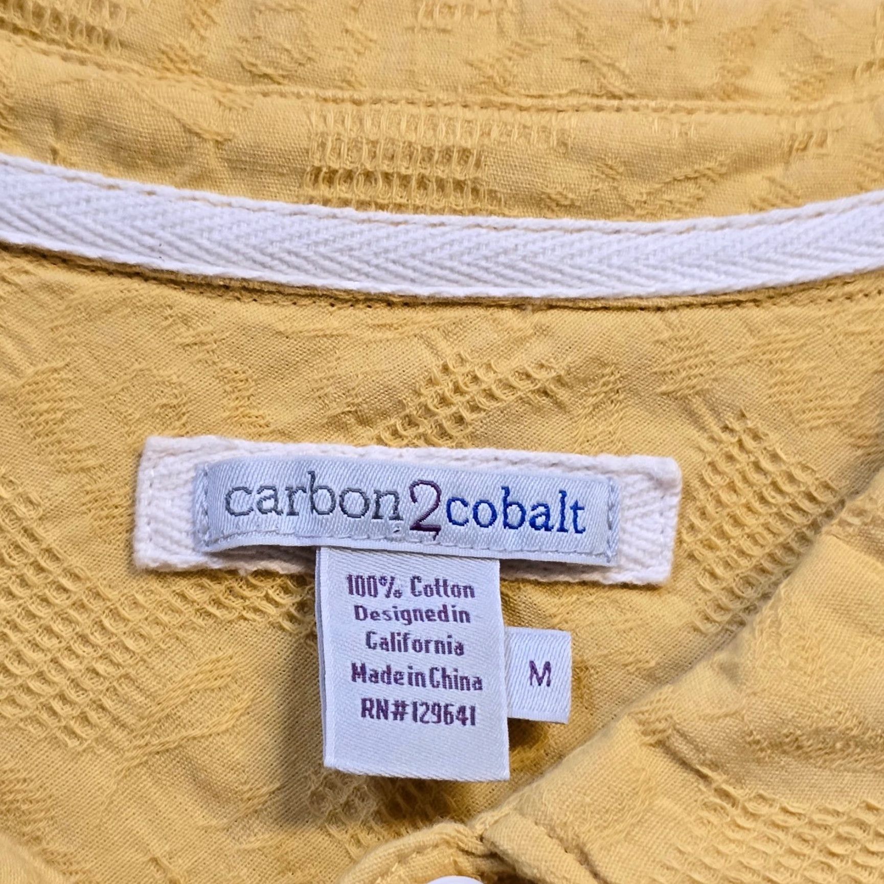 Carbon2Cobalt Carbon 2 Cobalt Top Womens Yellow Embossed Textured Floral Blouse Size M / US 6-8 / IT 42-44 - 4 Thumbnail