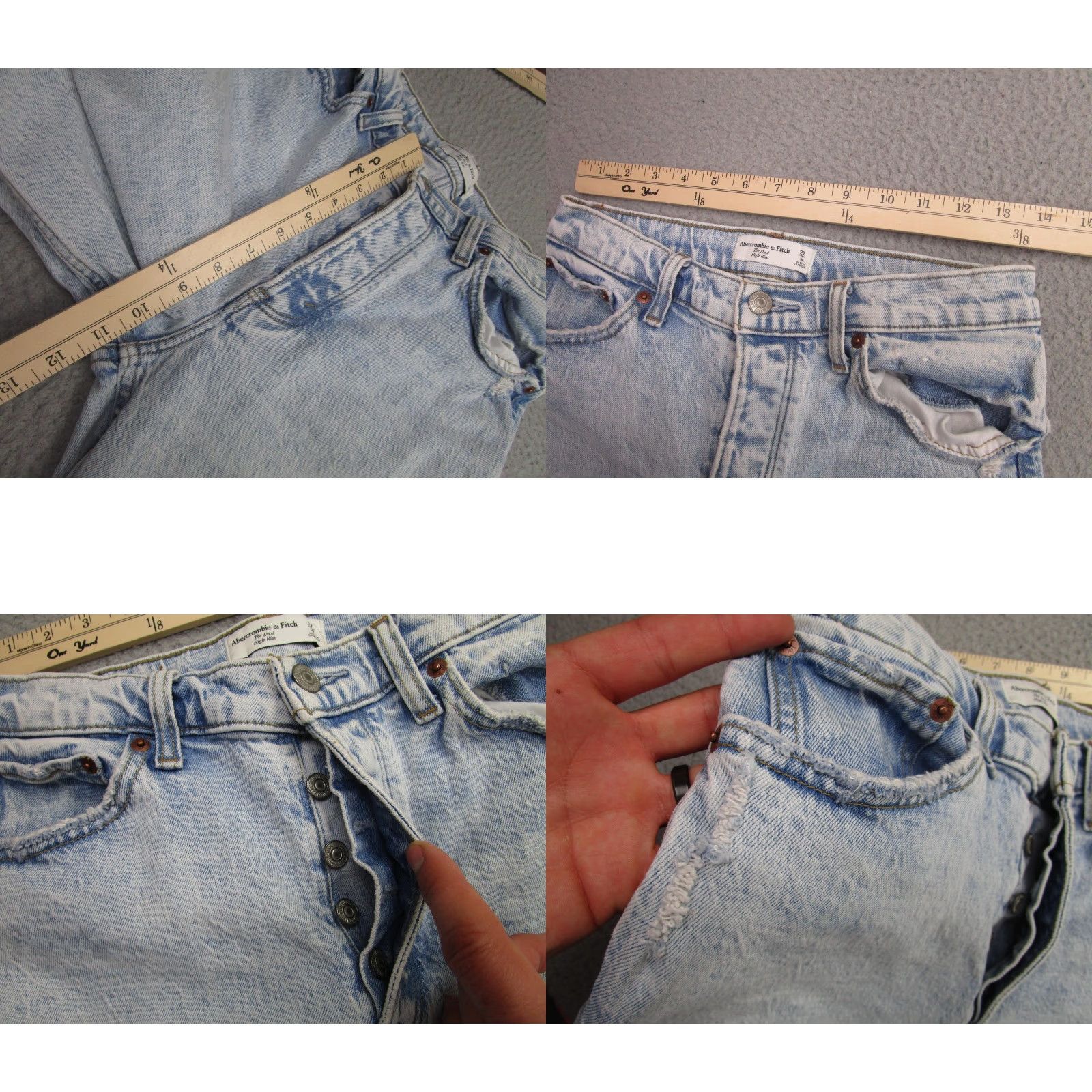Abercrombie & Fitch Abercrombie & Fitch The Dad Jeans Womens 4L High Rise Blue Distressed Straight Size 27" / US 4 / IT 40 - 8 Thumbnail