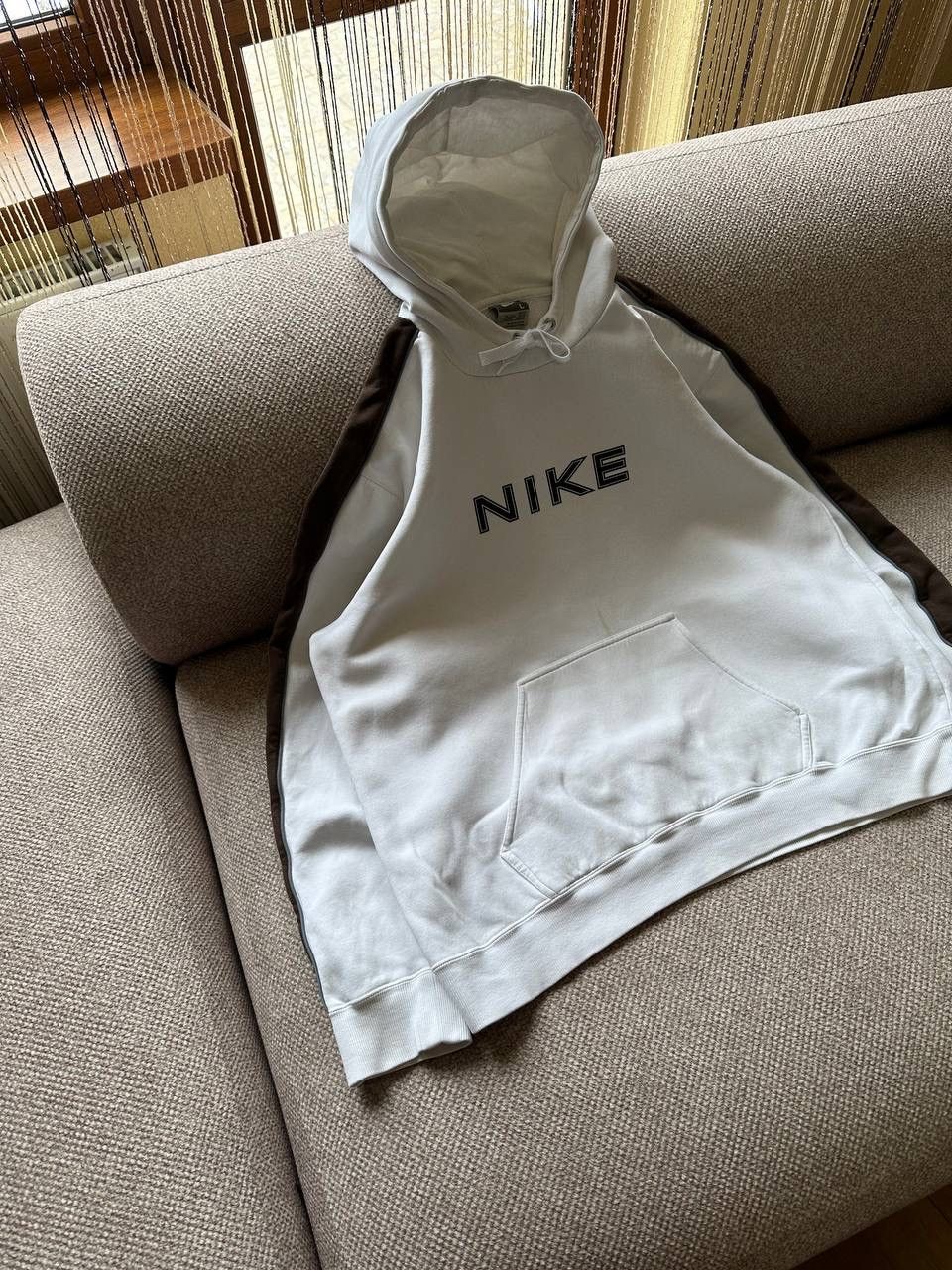 Nike × Vintage 💥00’s Nike Vintage Brown/White Hoodie Boxy fit Size US L / EU 52-54 / 3 - 3 Thumbnail