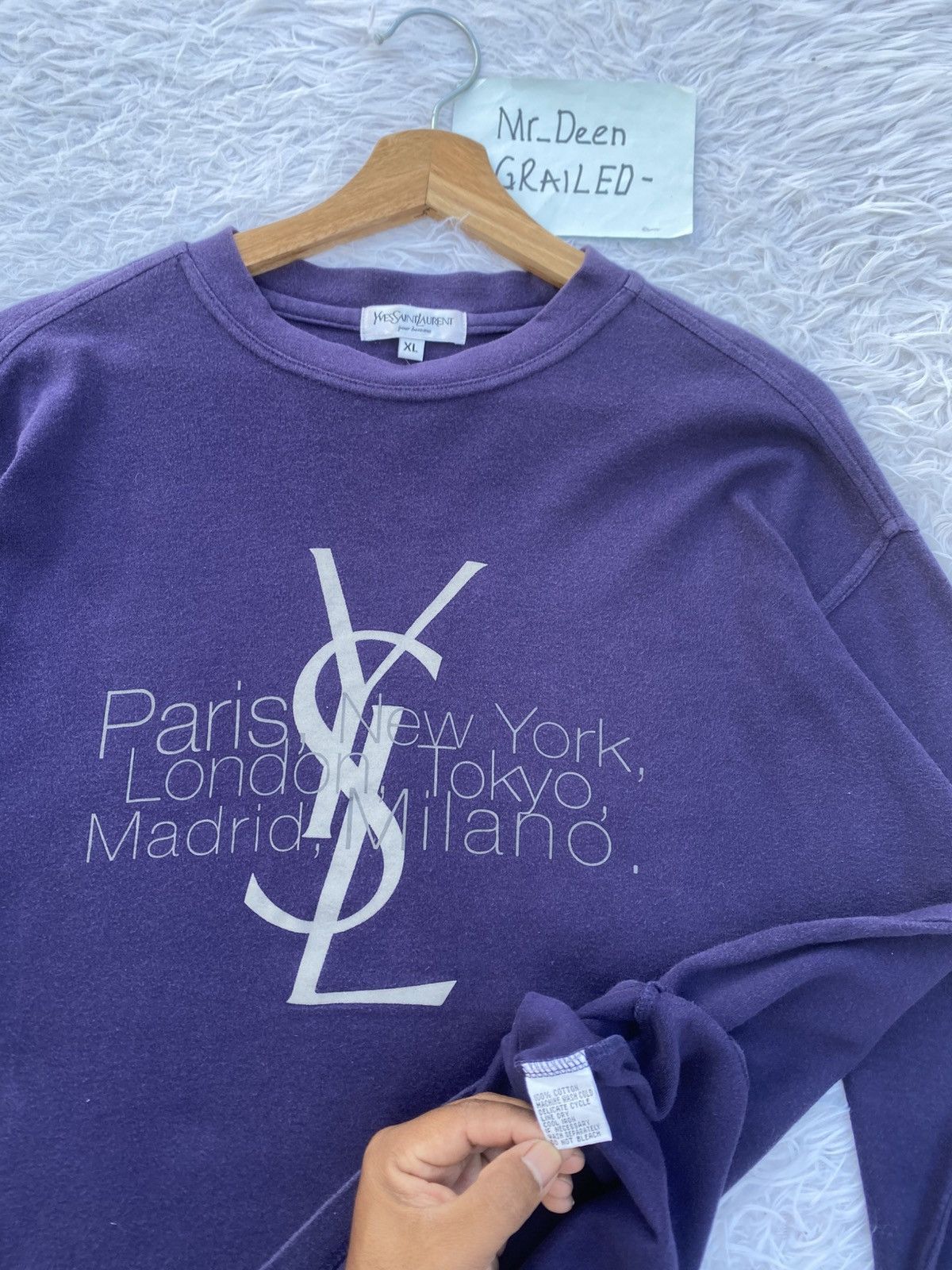 Yves Saint Laurent Rare Vintage Yves Saint Laurent Big Logo Longsleeve Shirt Size US L / EU 52-54 / 3 - 12 Thumbnail