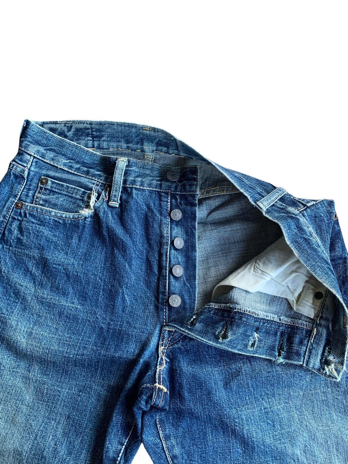 Japanese Brand × Kapital × OMNIGOD OMNIGOD SELVEDGE BUTTON FLY FADED & RUSTY DISTRESSED DENIM Size US 29 - 13 Thumbnail