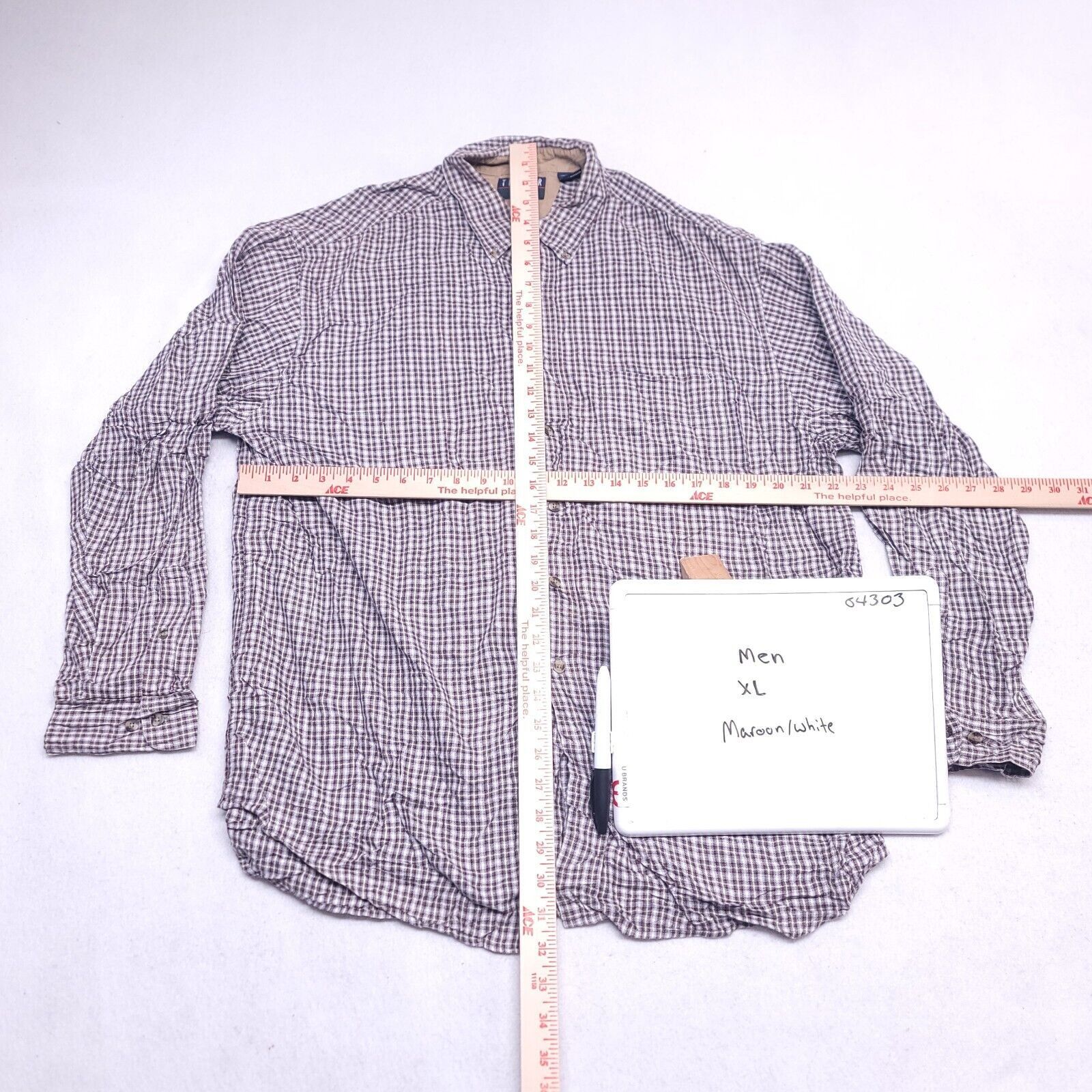 Trader Bay Trader Bay Tartan Flannel Button Up Shirt Men Size XL Maroon Size US XL / EU 56 / 4 - 6 Thumbnail