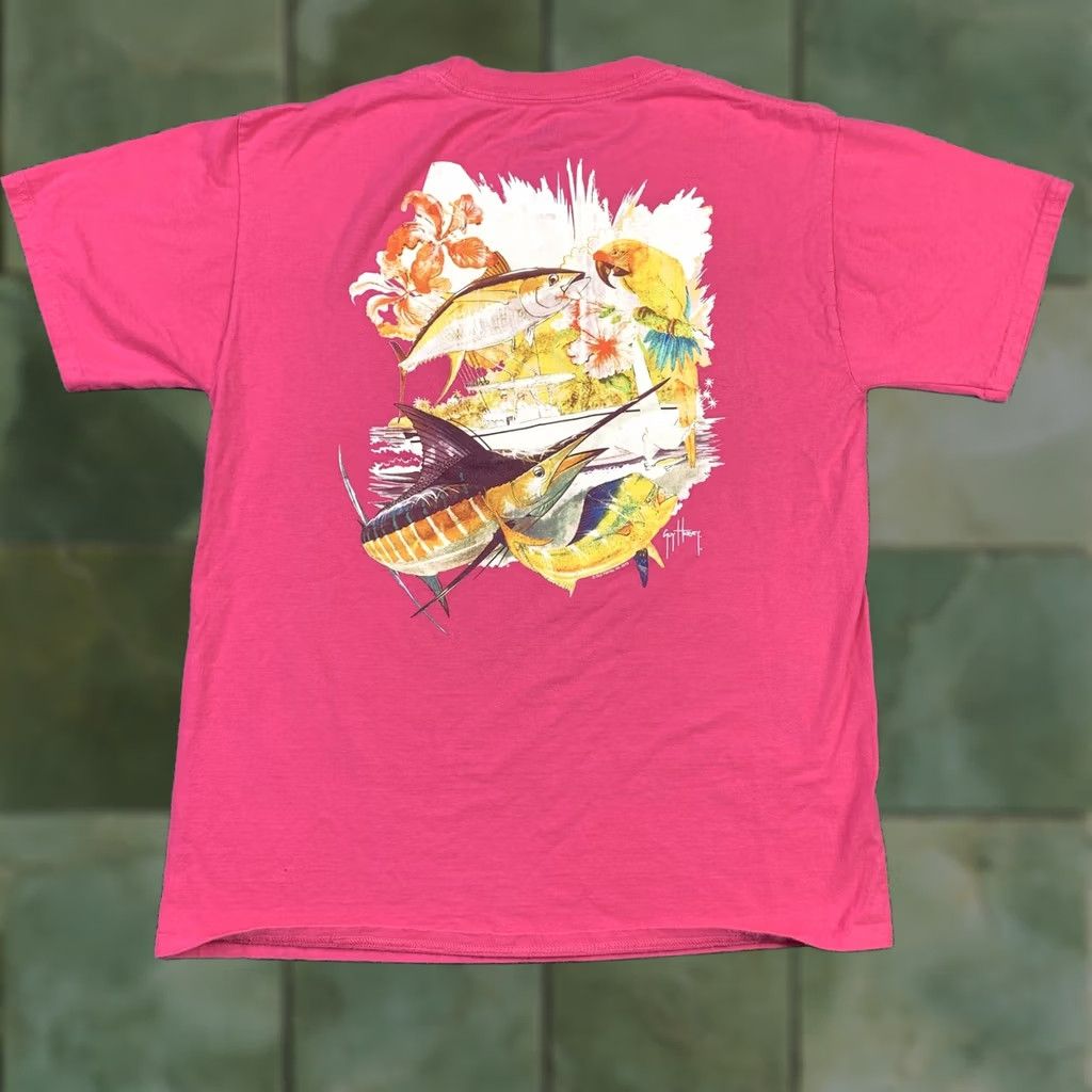 Guy Harvey Guy Harvey T-Shirt Mens Short Sleeve Crew Neck Pink Deep Sea Dolphin Marlin Tuna Fishing Graphic Back Pocket M Size US M / EU 48-50 / 2 - 1 Thumbnail