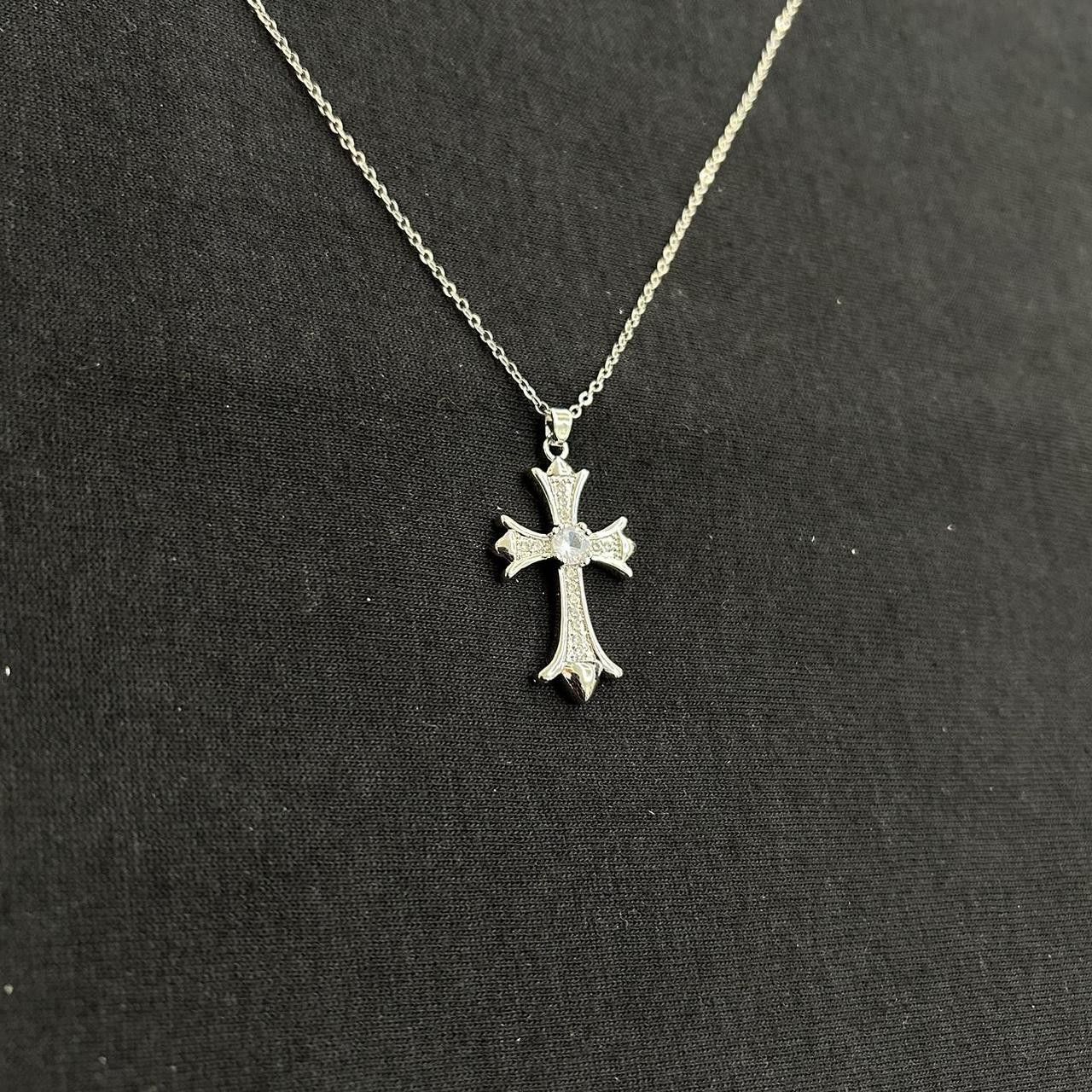 Japanese Brand × Vintage Y2K 2000s Silver Cross Punk Studded Rapper Hip Hop Chain Size ONE SIZE - 2 Thumbnail