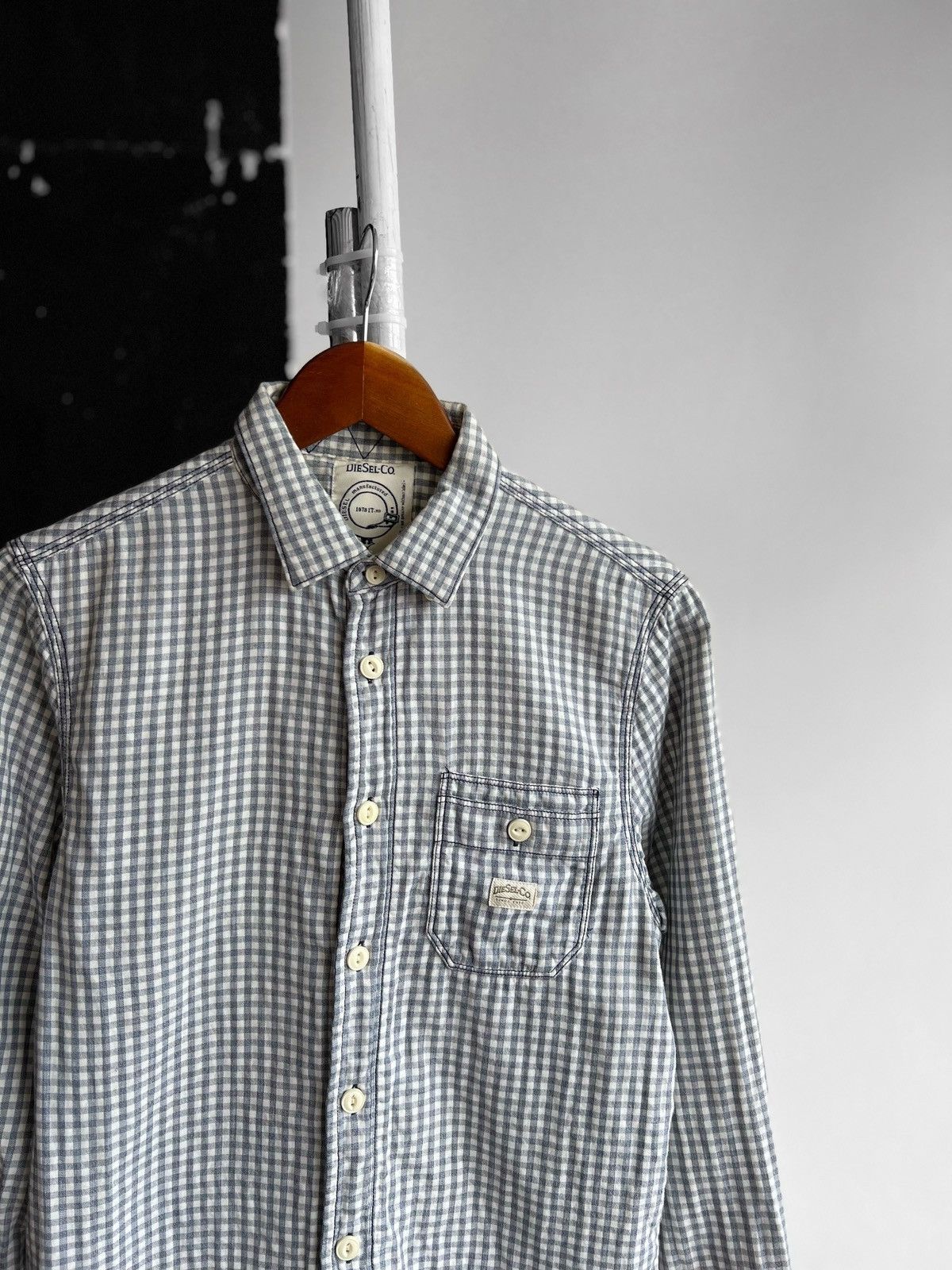 Designer × Diesel Diesel Mens Flannel Long Sleeve Button Shirt Checked Pattern Size US S / EU 44-46 / 1 - 2 Thumbnail