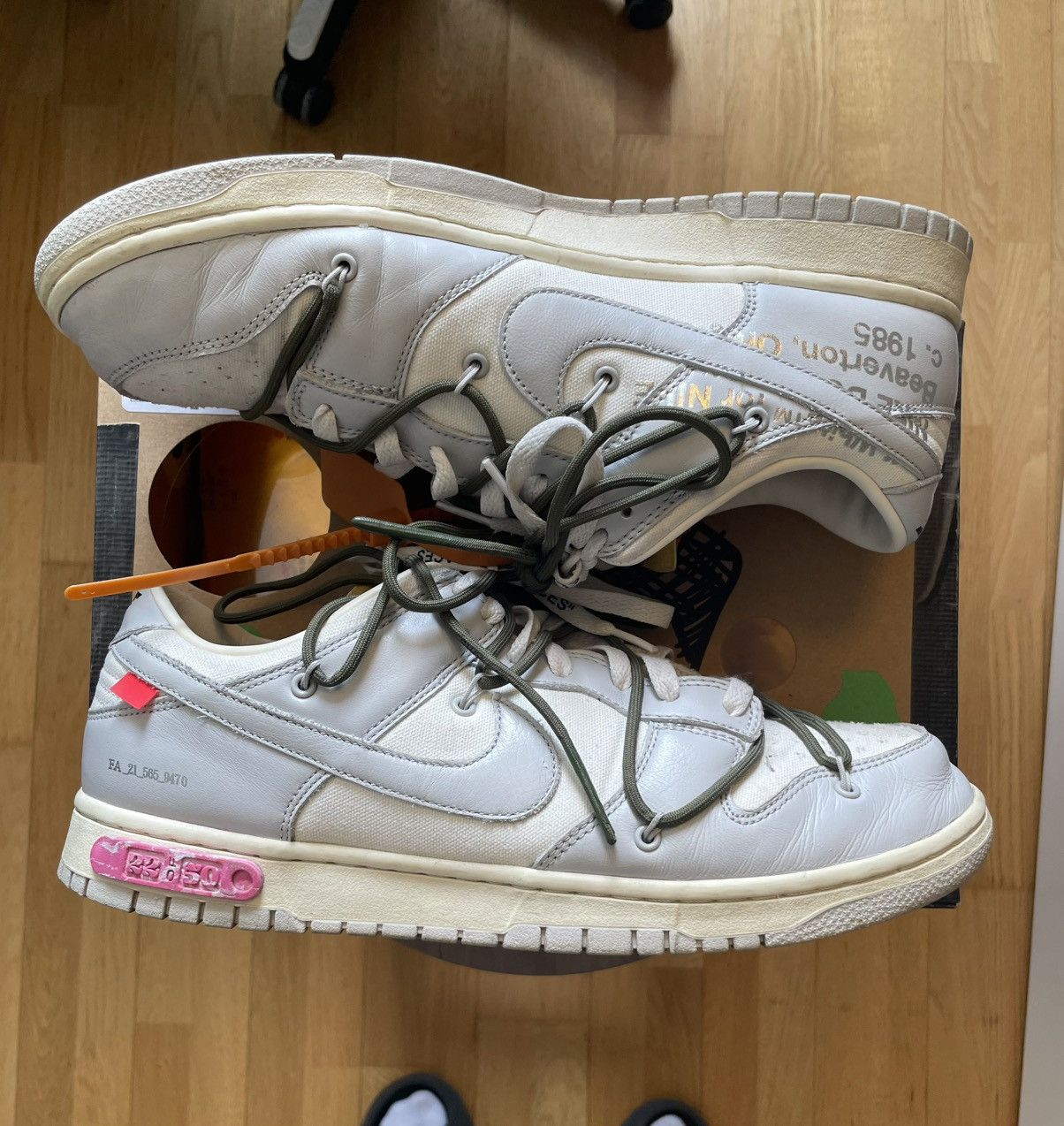 Nike × Off-White 100% Original Nike x Off-White Dunk Low Lot 22 of 50 Virgil Size US 12 / EU 45 - 2 Thumbnail