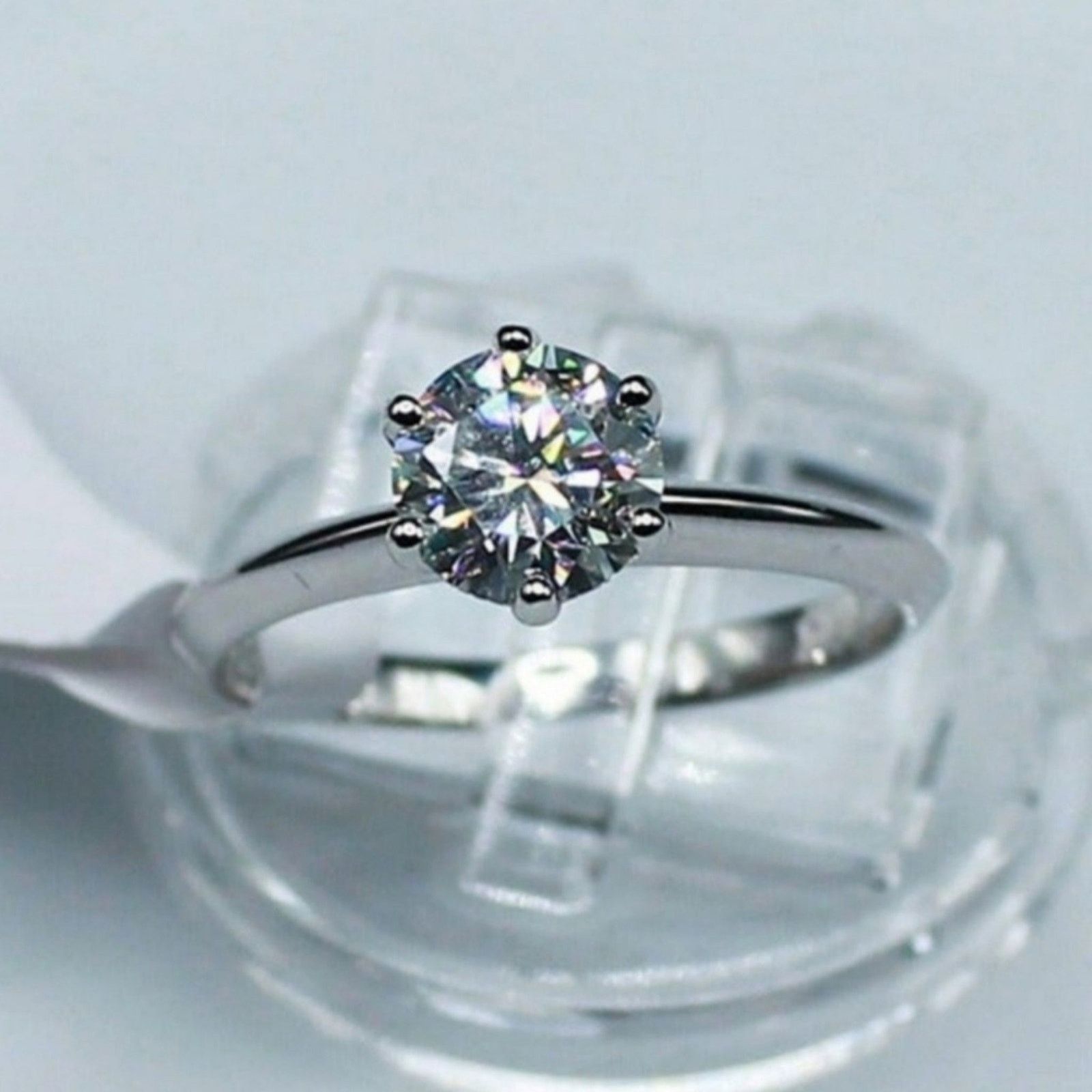 Other Round Cut Ring Knife Edge Solitaire Silver 9 NWT Size ONE SIZE - 3 Thumbnail