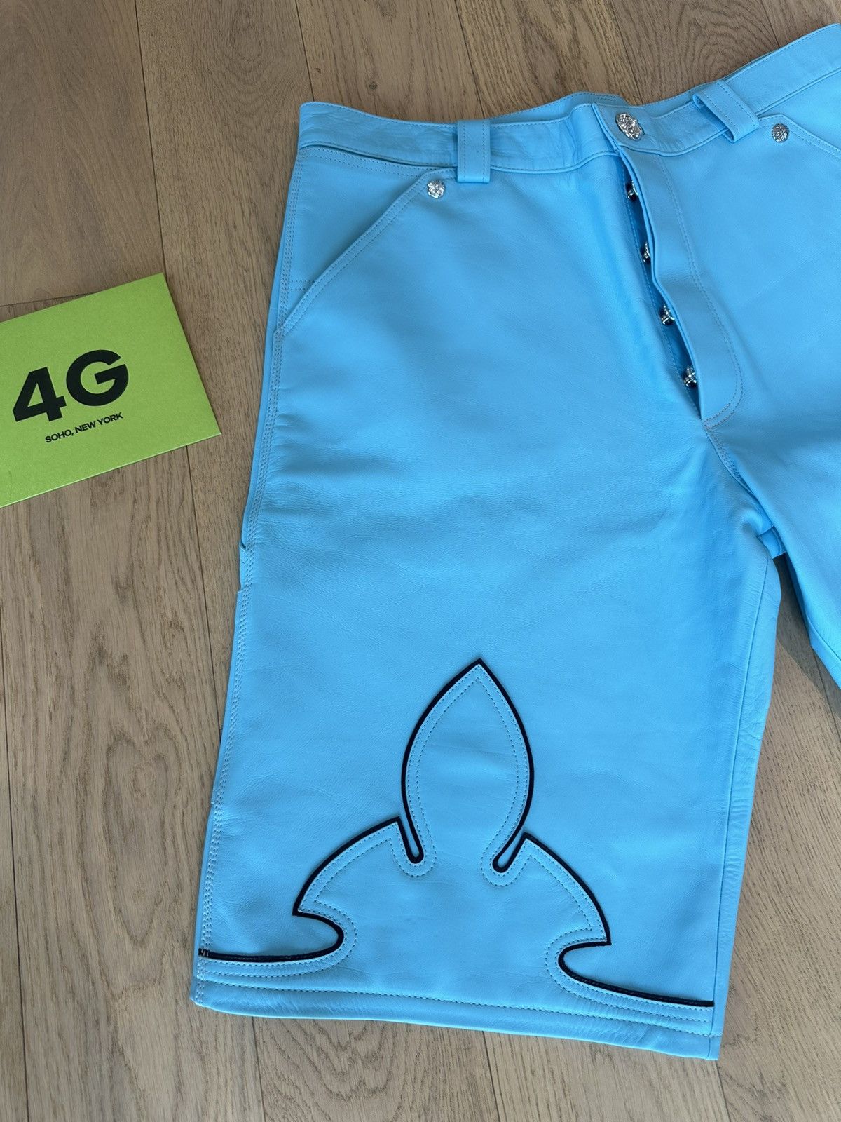 Chrome Hearts CHROME HEARTS NEW TURQUOISE LEATHER SHORTS 36 38 XXXL Size US 36 / EU 52 - 2 Thumbnail