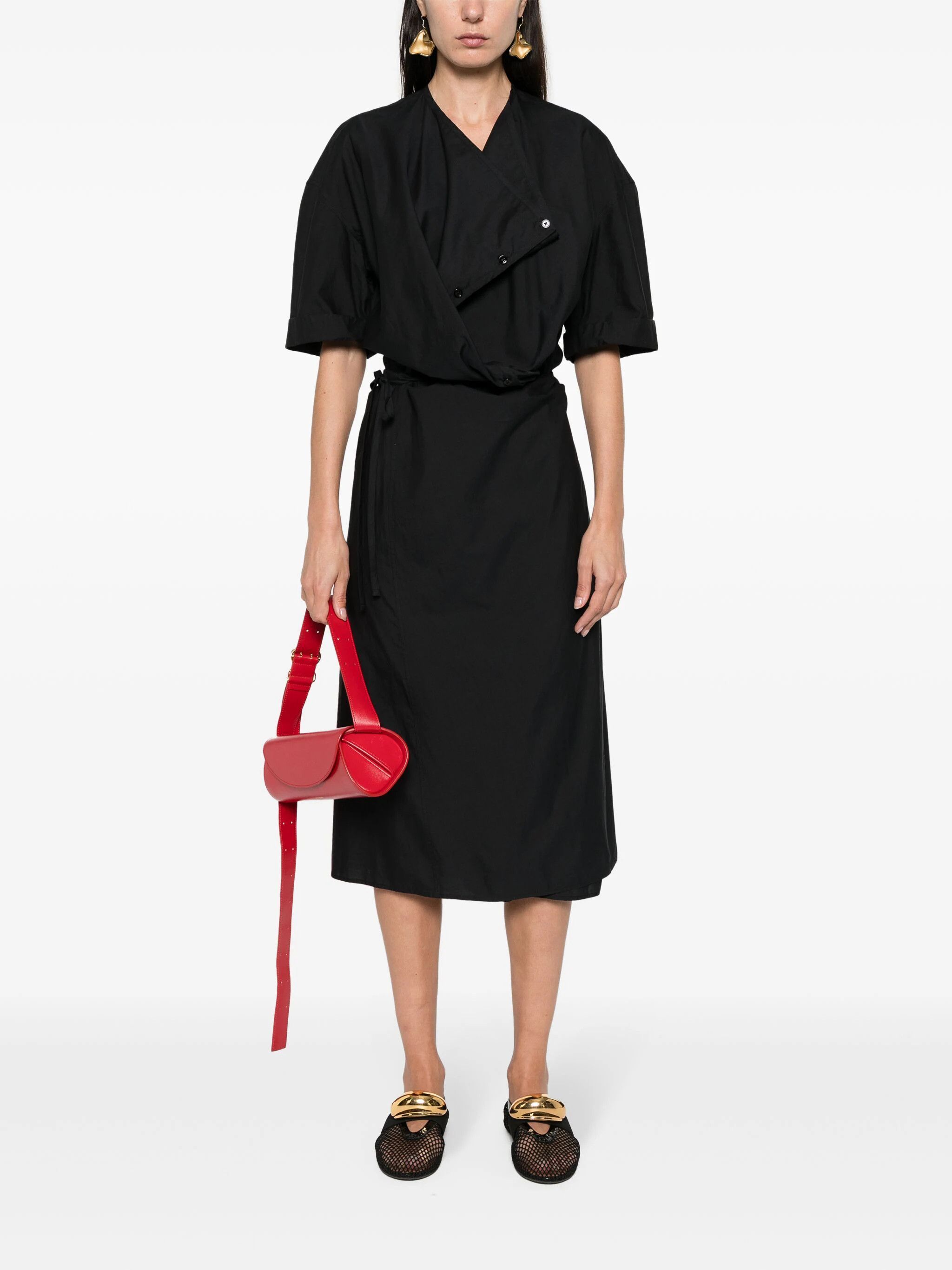 Lemaire o1s22i1n1024 Button-Down Chemisier Dress in Black Size XS / US 0-2 / IT 36-38 - 2 Thumbnail
