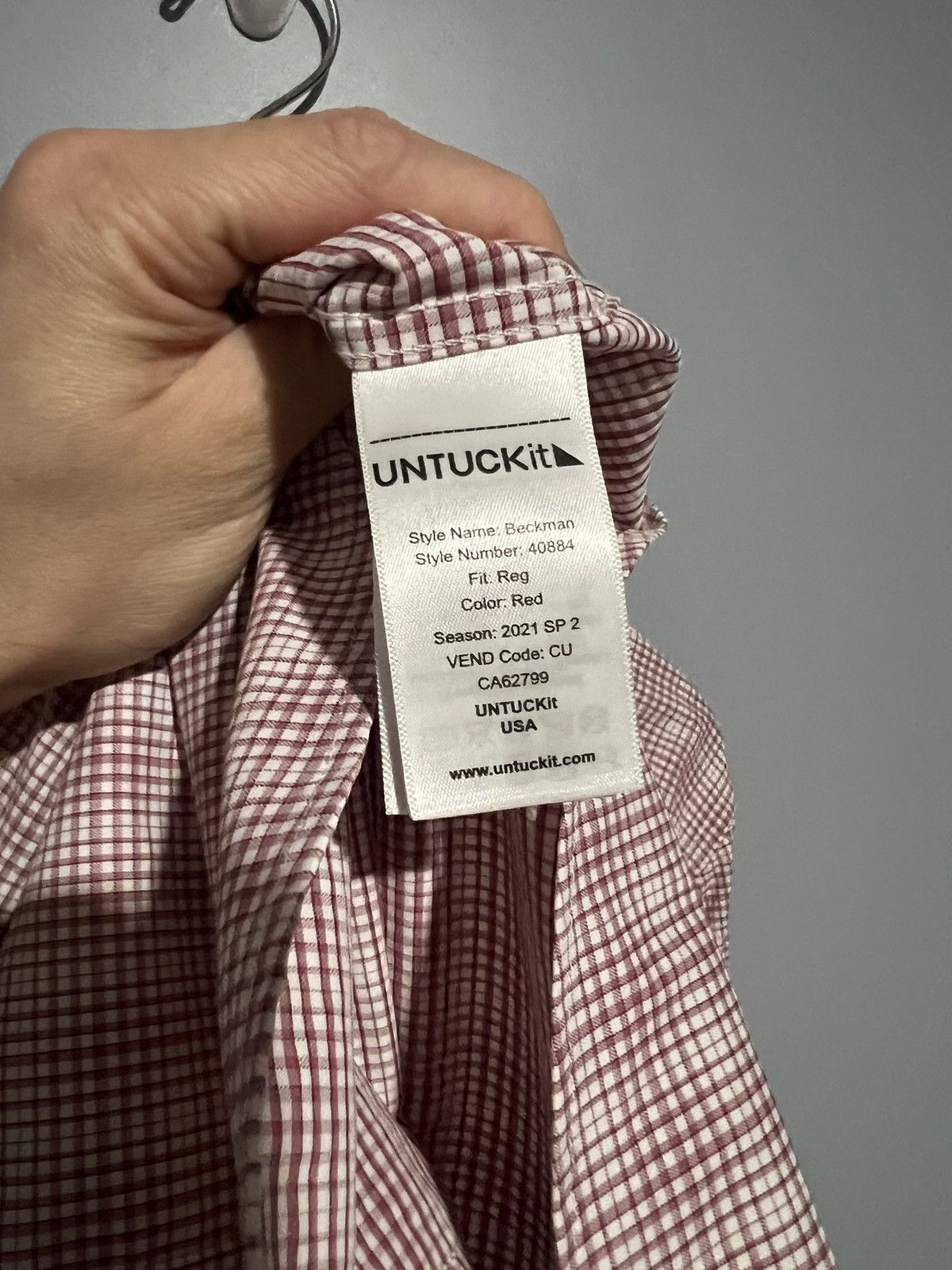 UNTUCKit UNTUCKit Beckman Shirt Men's Size Medium Red Checkered Size US M / EU 48-50 / 2 - 7 Thumbnail
