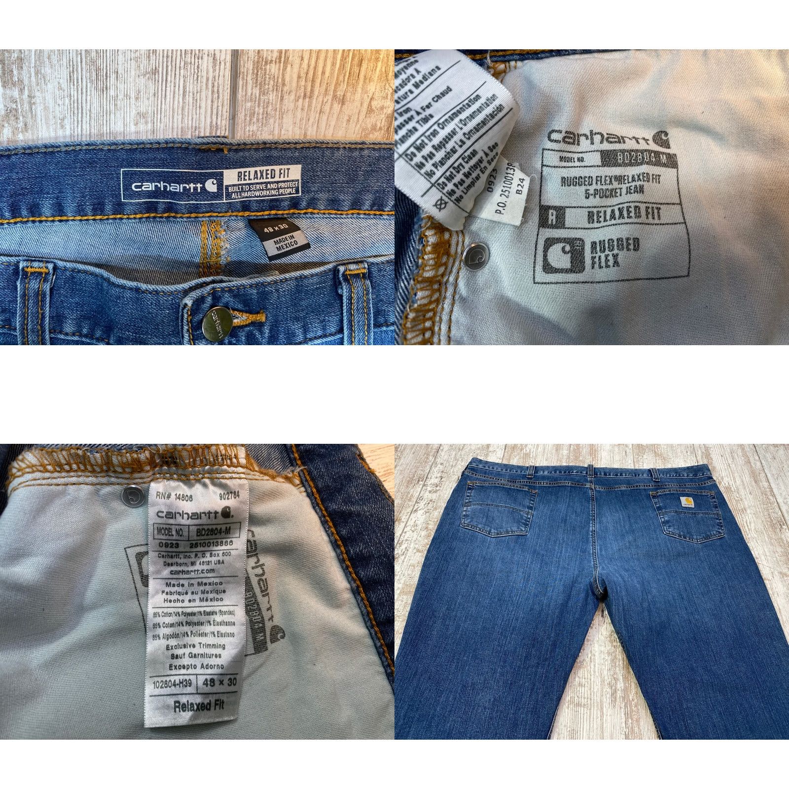 Carhartt Carhartt Jeans Relaxed Fit Rugged Flex 5 Pocket Size 48x30 BD2804M 7373 Blue Denim Mens Jeans Size US 32 / EU 48 - 8 Thumbnail
