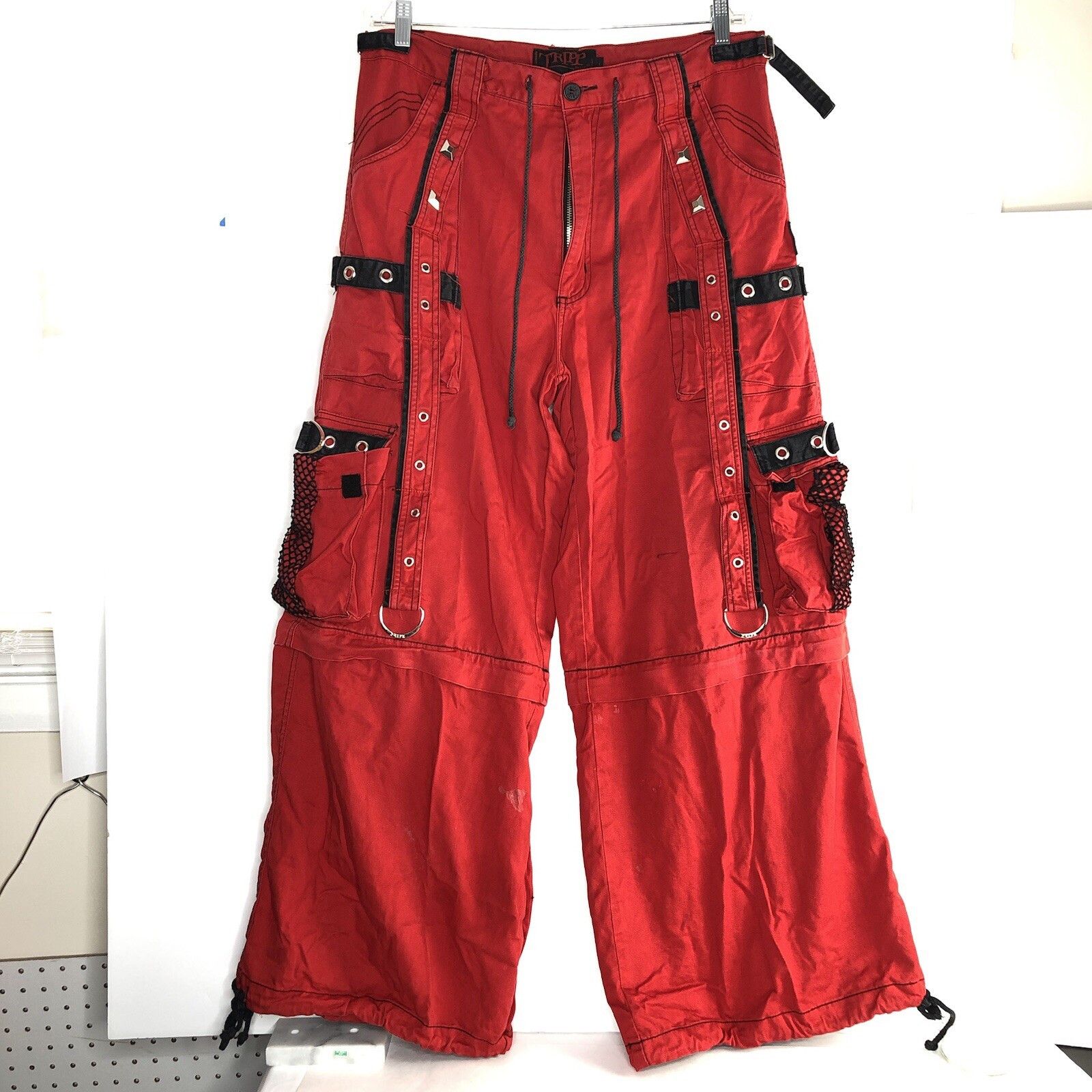 Tripp NYC Tripp NYC Y2K Baggy Bondage Red Pants L Convertible Grunge Size US 36 / EU 52 - 2 Thumbnail