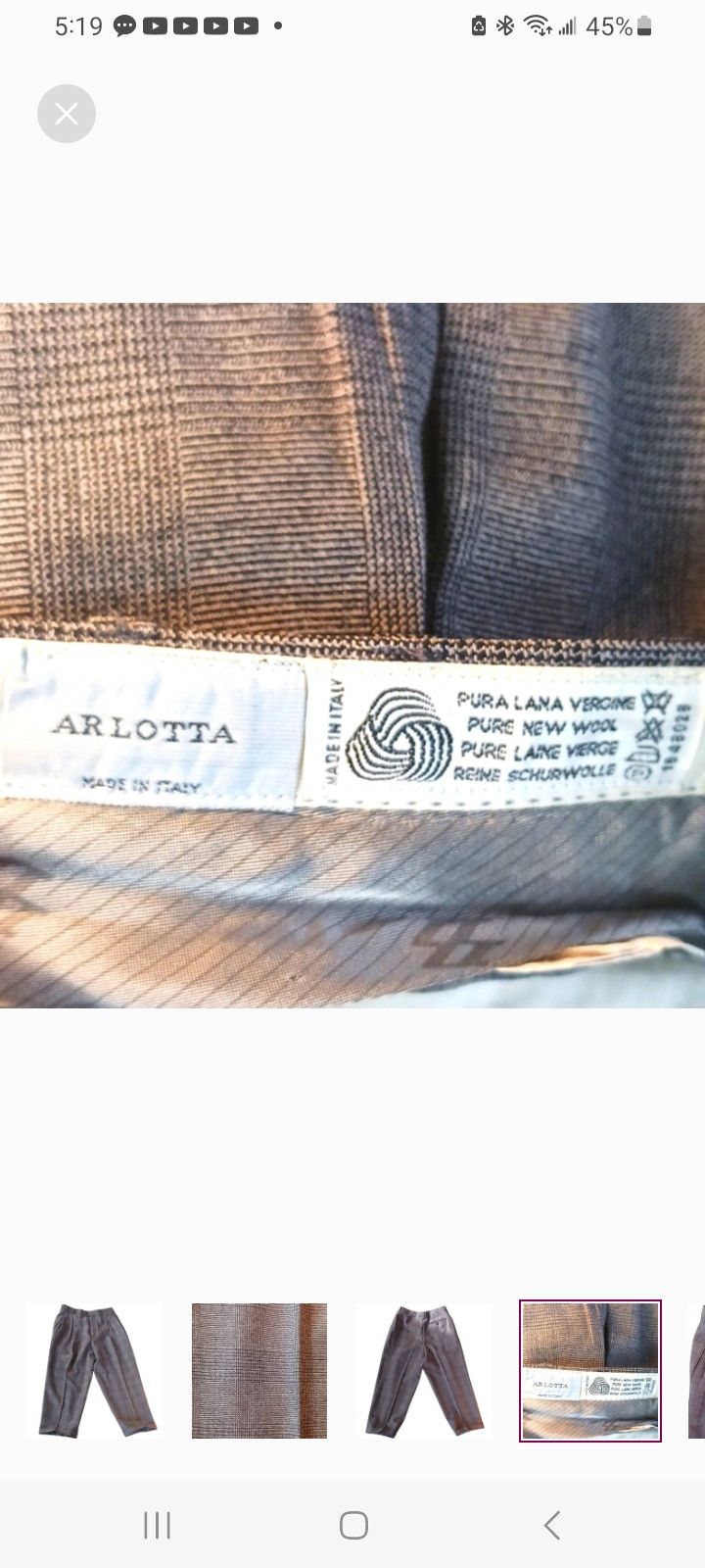 Other ARLOTTA Wool Men's Grey Pants Size US 34 / EU 50 - 5 Thumbnail