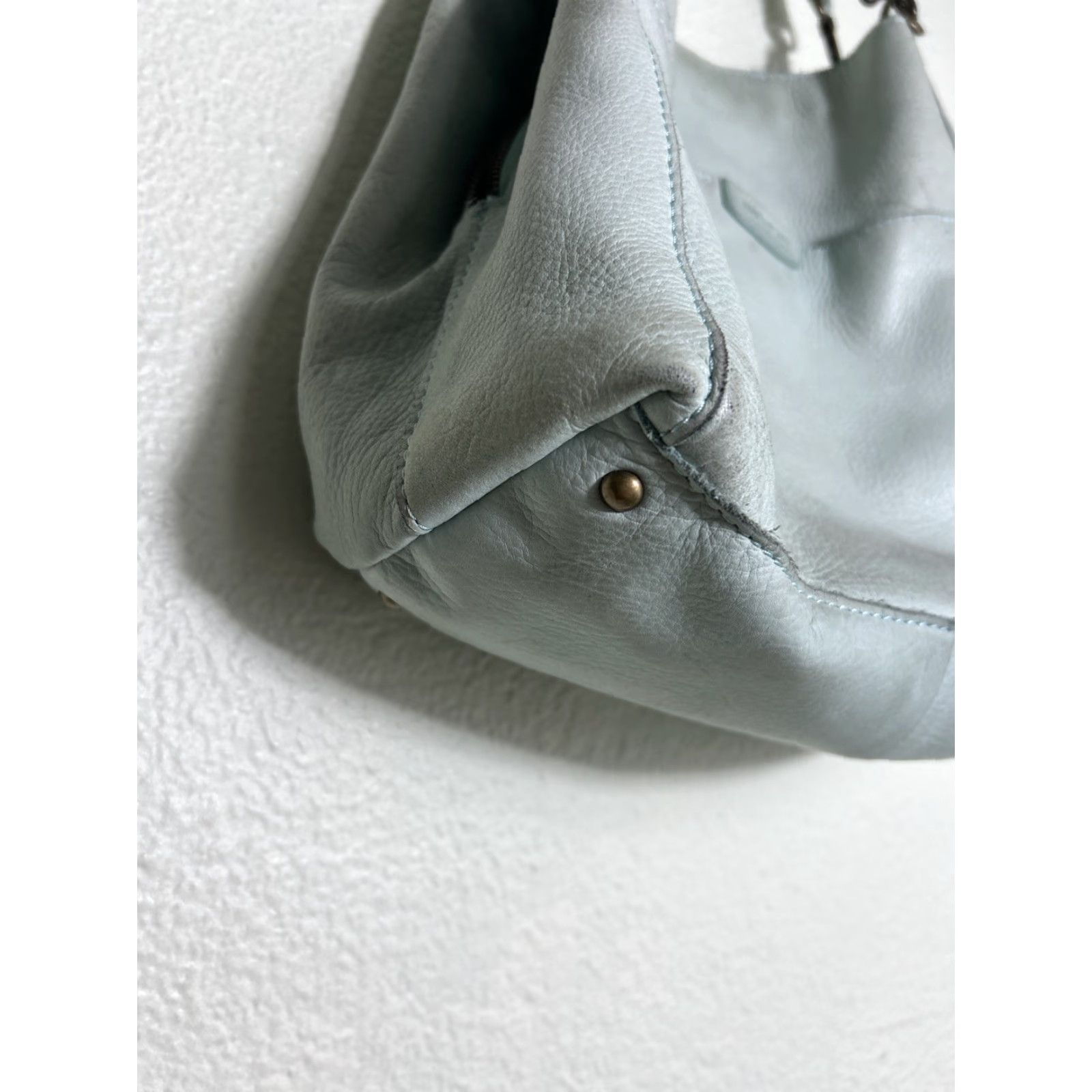 Vintage VINTAGE American Leather Co. Double Strap Shoulder Bag Mint Green 11x11x4.5 Womens Green Stains/dirty Size ONE SIZE - 3 Thumbnail