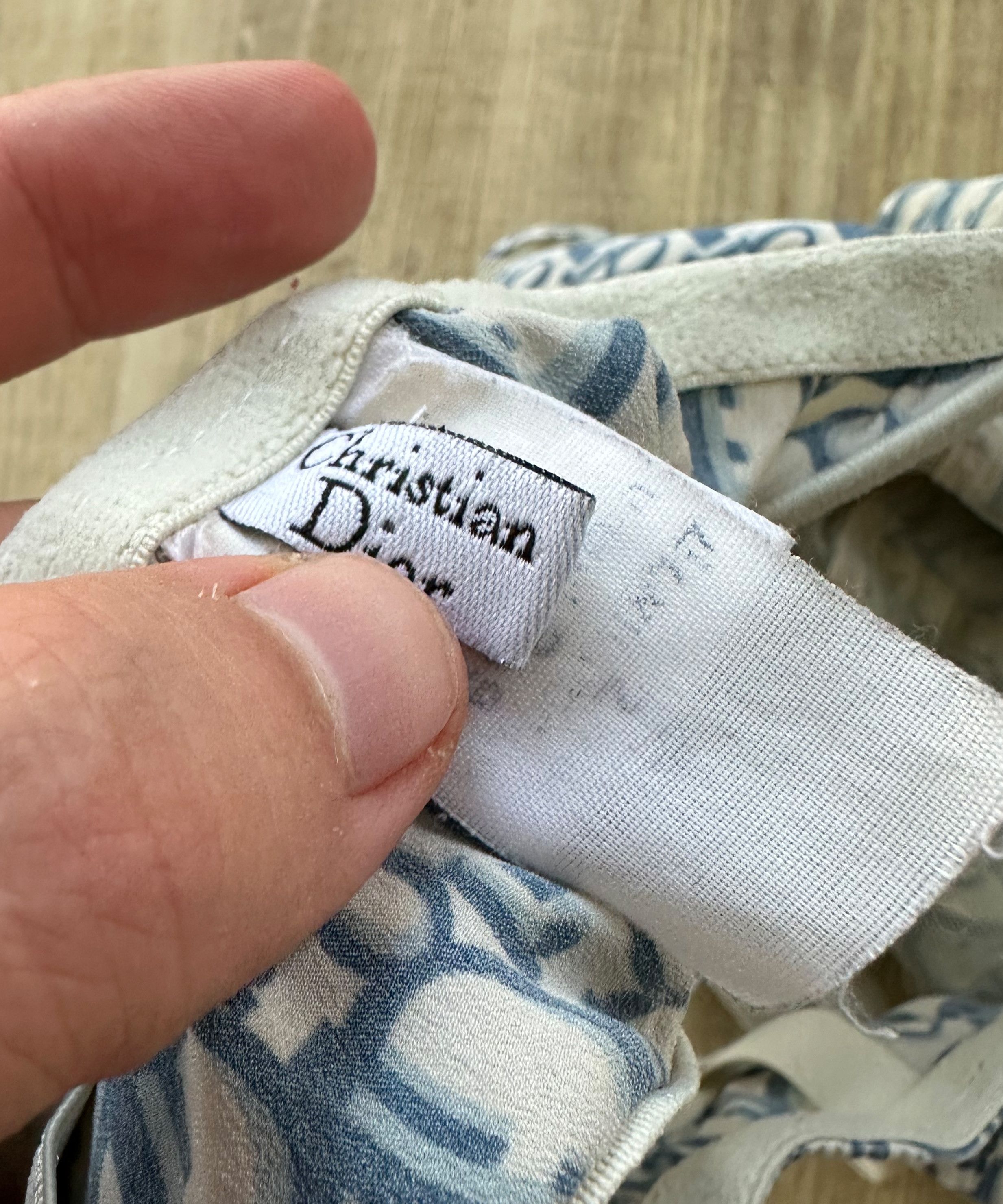 Dior Christian Dior Bra Silk Monogram CD Home White Blue Size ONE SIZE - 3 Thumbnail