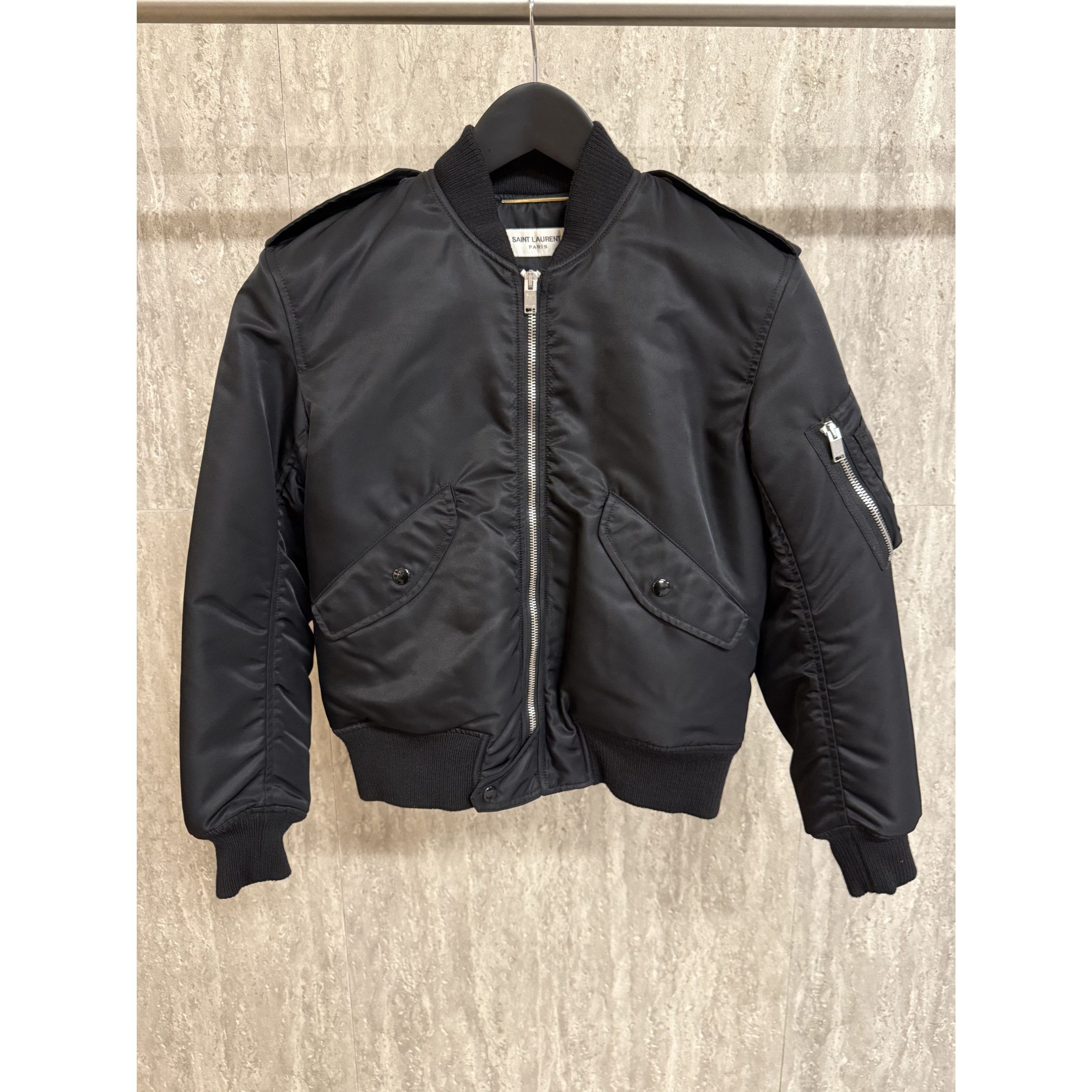 Saint Laurent Paris Saint Laurent Paris Womens Black Bomber Jacket F38 Size XS / US 0-2 / IT 36-38 - 1 Thumbnail