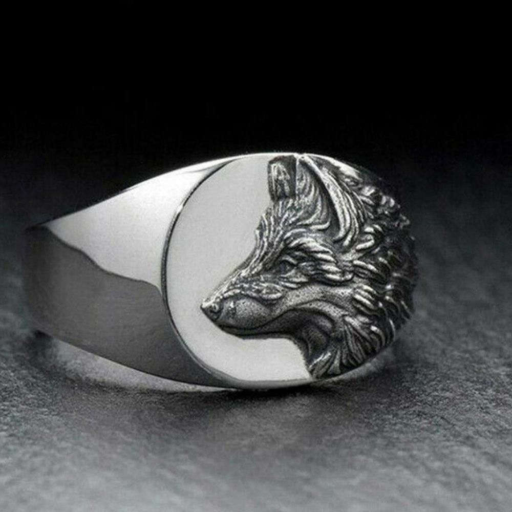Designer 925 Sterling Silver Vintage Carved Wolf Head Ring - Size 8 Size ONE SIZE - 2 Thumbnail