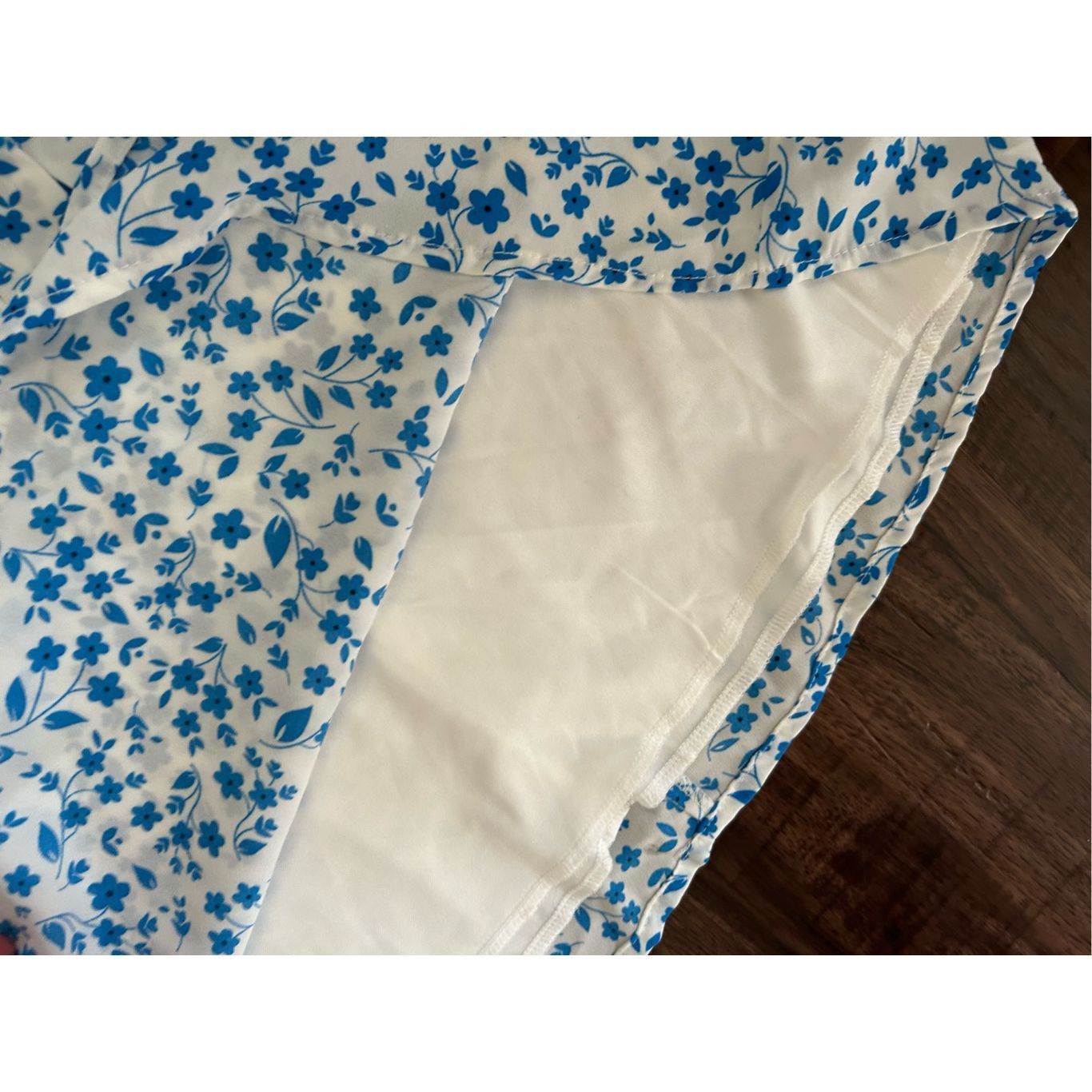 AMI Mi Ami Tie Lined Skirt, White Blue Floral, Sz Large Size 34" / US 12 / IT 48 - 5 Thumbnail