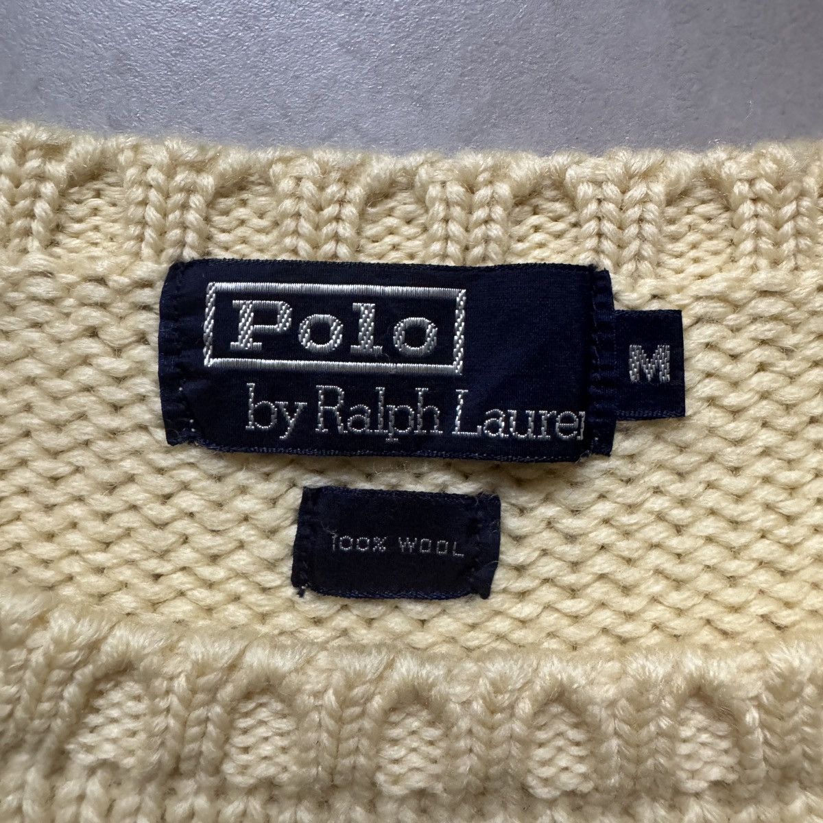 Polo Ralph Lauren Polo Ralph Lauren 90's Heavy Wool Crest Logo Ivory Knit Size US M / EU 48-50 / 2 - 8 Thumbnail