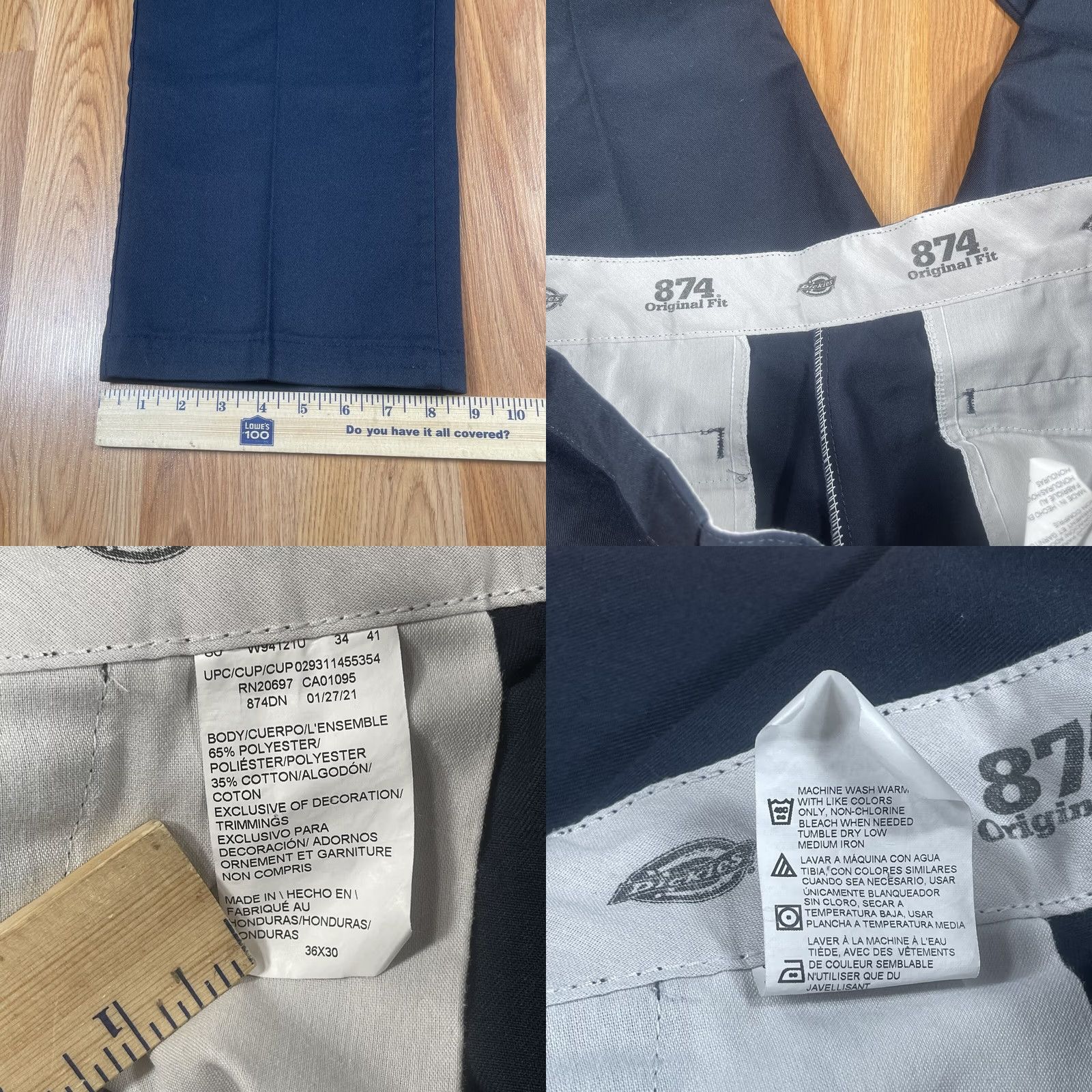 Dickies Dickies Pants Mens 874 Original Fit Flat Front Chino Slacks Blue 36WX30L Workwear Size US 36 / EU 52 - 8 Thumbnail