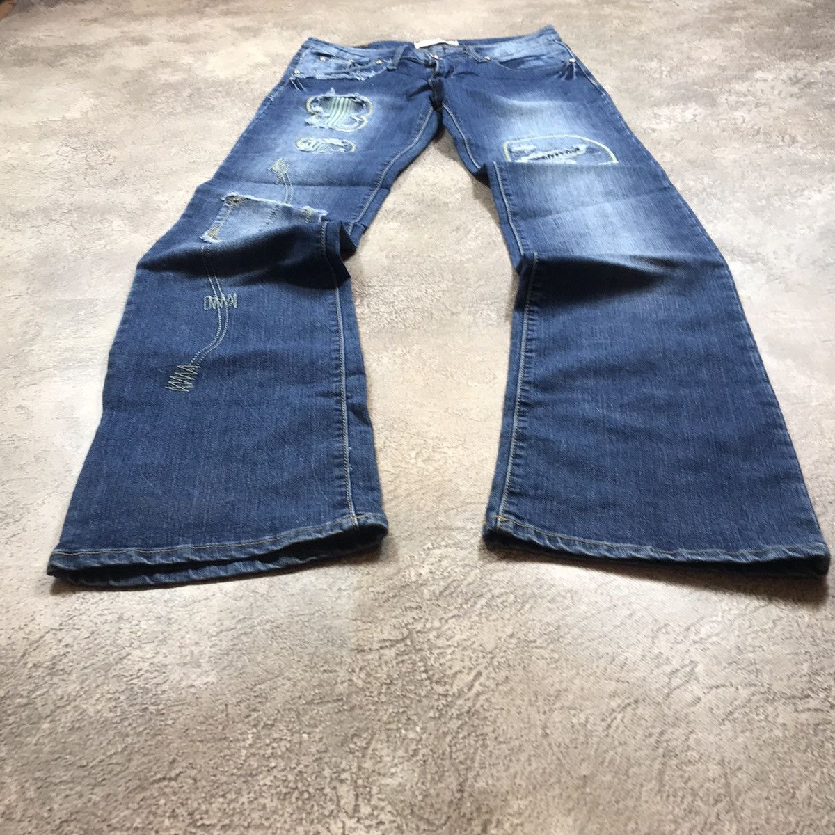 Vintage Vintage 90s Distressed Baggy Wide Leg Jeans Grunge Skate 31 Size 31" - 1 Thumbnail