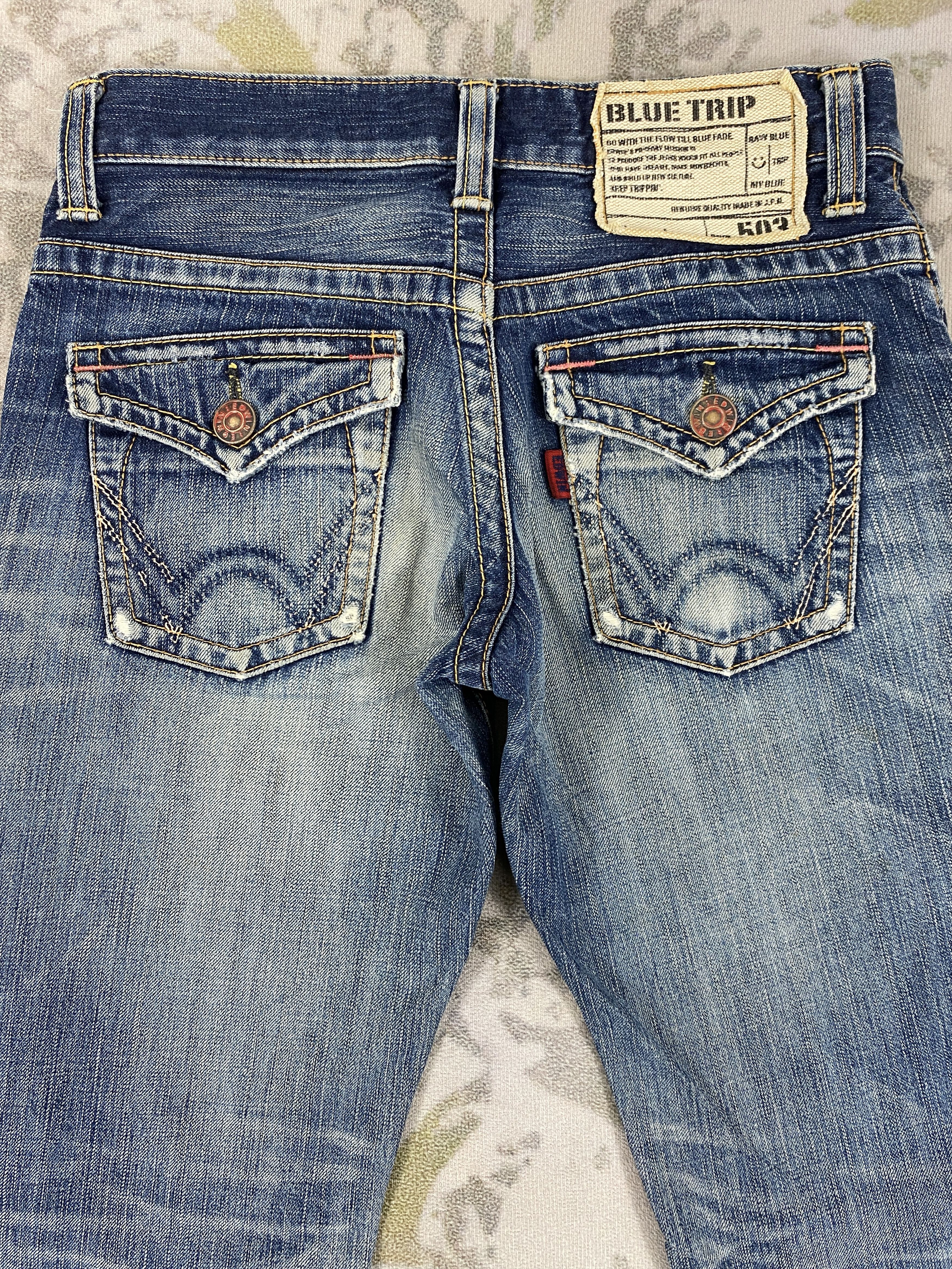 Japanese Brand Distressed Blue Vintage Edwin Jeans 29x32 Denim- JN3539 Size 29" - 4 Thumbnail