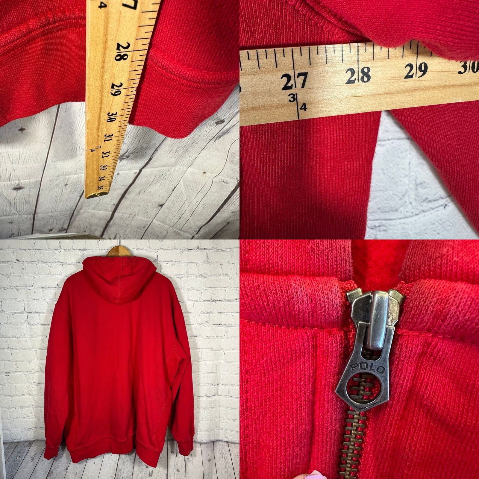 Polo Ralph Lauren Polo Ralph Lauren Hoodie 3XLT Tall Red Full Zip Waffle Lined Hood Sweatshirt Sweatshirt Size US XXL / EU 58 / 5 - 8 Thumbnail