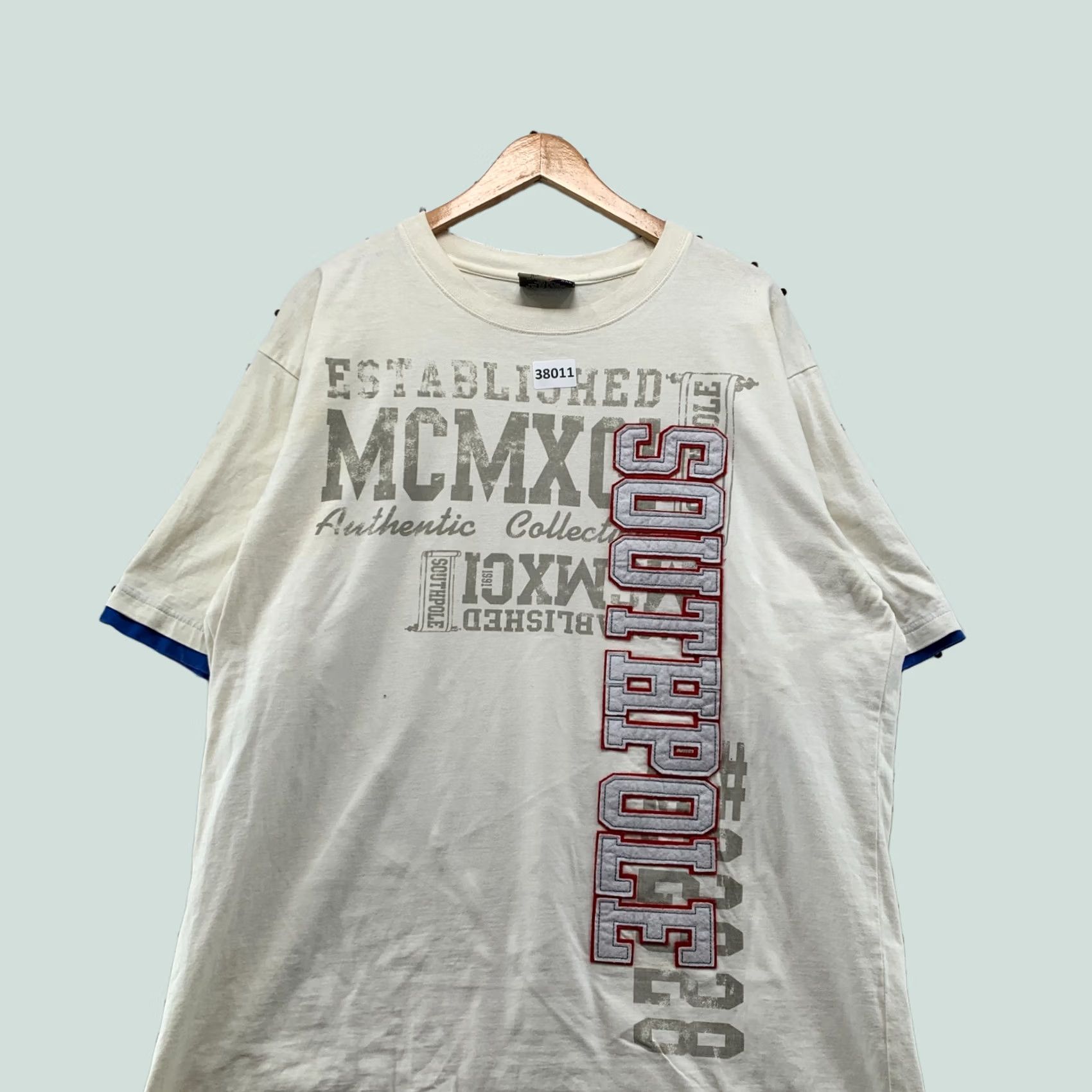 Southpole VINTAGE SouthPole Shirt Mens 2XL White Blue Embroidered Spell Out Y2K Size US XXL / EU 58 / 5 - 1 Thumbnail