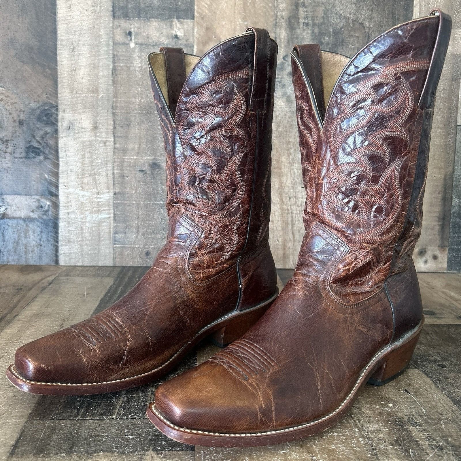 Moonshine Spirit men\'s distressed leather men’s western boots by Brad Paisley Never worn Moonshine Spirit Brad Paisley Cowboy... | Depop main image 3