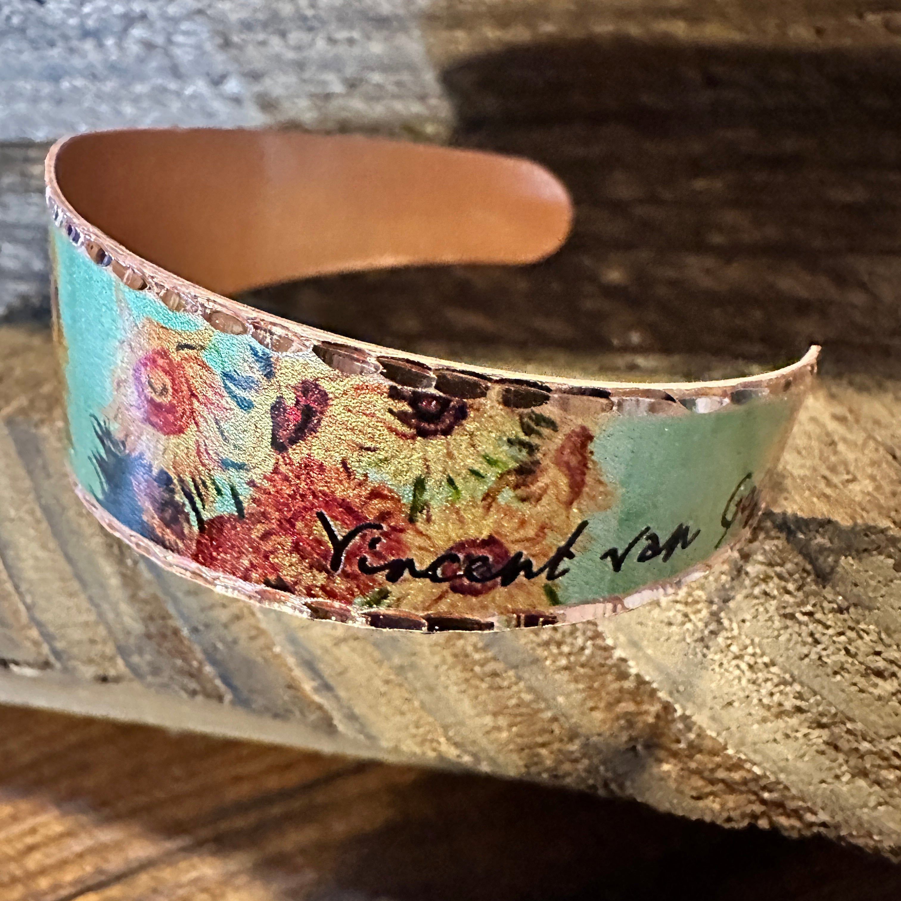 Other Handmade Boho Copper Wide Cuff Bracelet, Diamond Cut Van Gog Size ONE SIZE - 9 Thumbnail